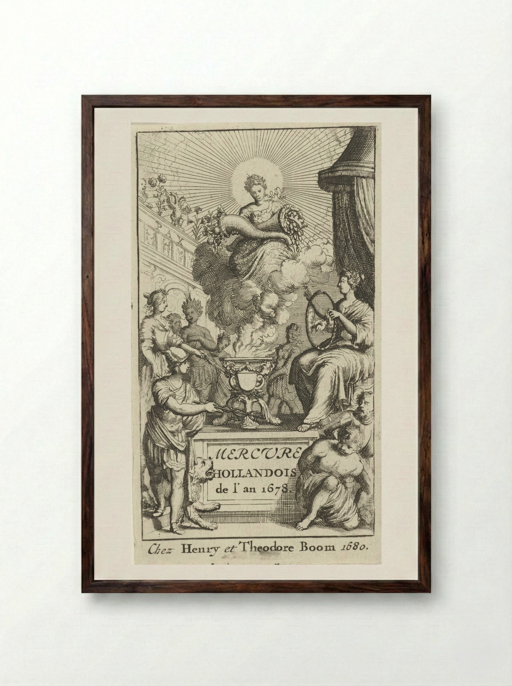 Verschijning van de gepersonifieerde overvloed - Jan Luyken - Framed Print Dark Wood