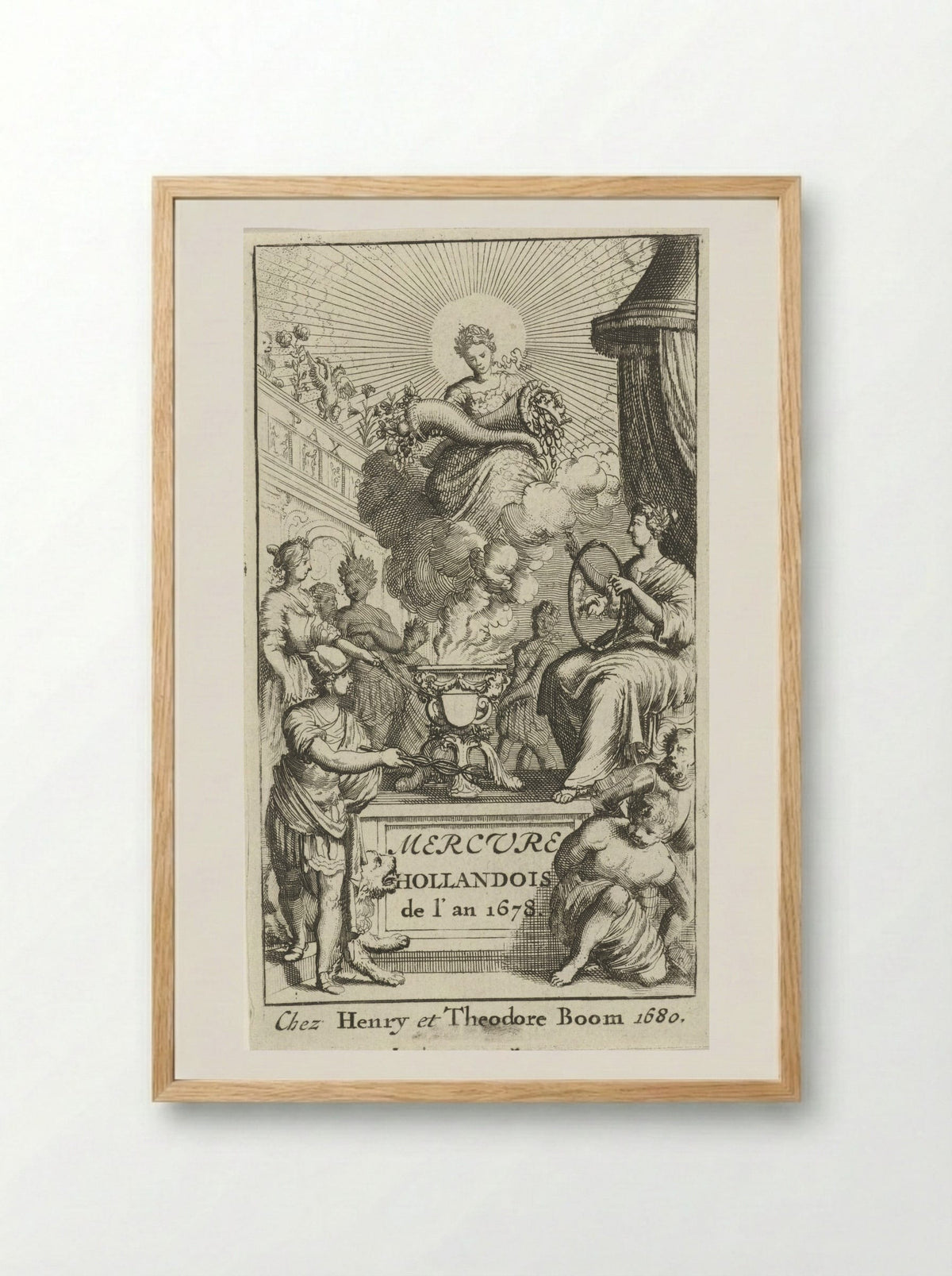 Verschijning van de gepersonifieerde overvloed - Jan Luyken - Framed Print Wood