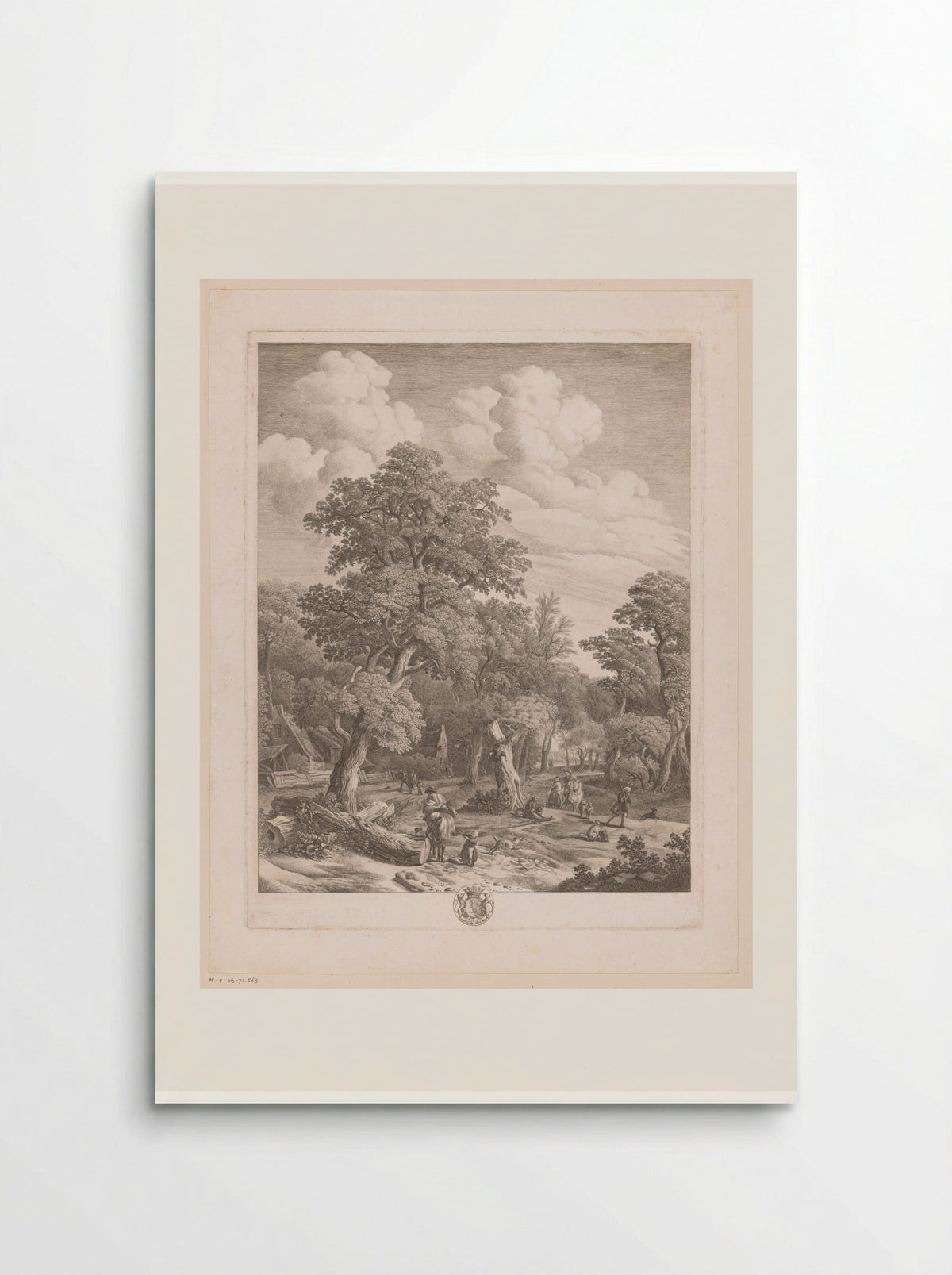 Verschillende figuren in een bos met twee huizen - Jean Moyreau - Poster