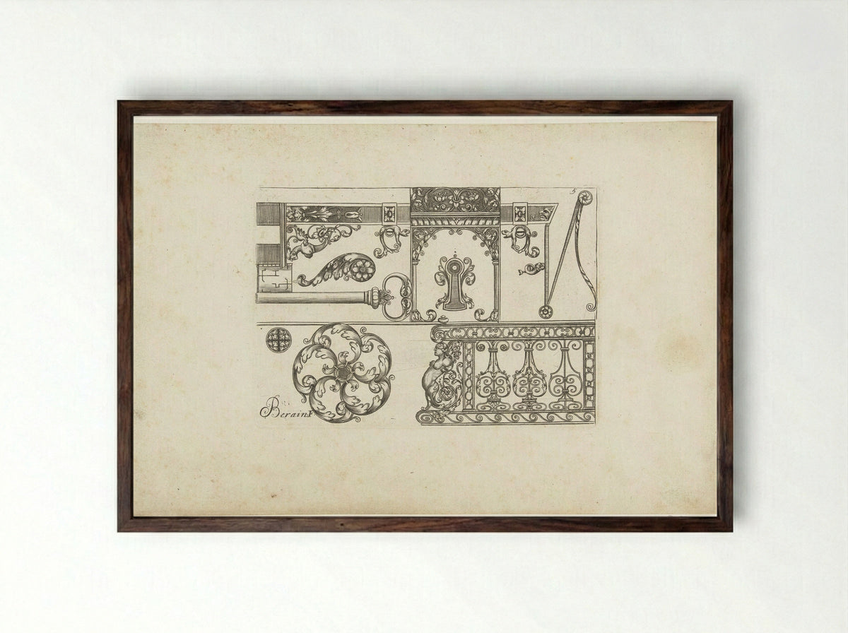 Verschillende motieven in twee vlakken - Hugues Brisville - Framed Print Dark Wood