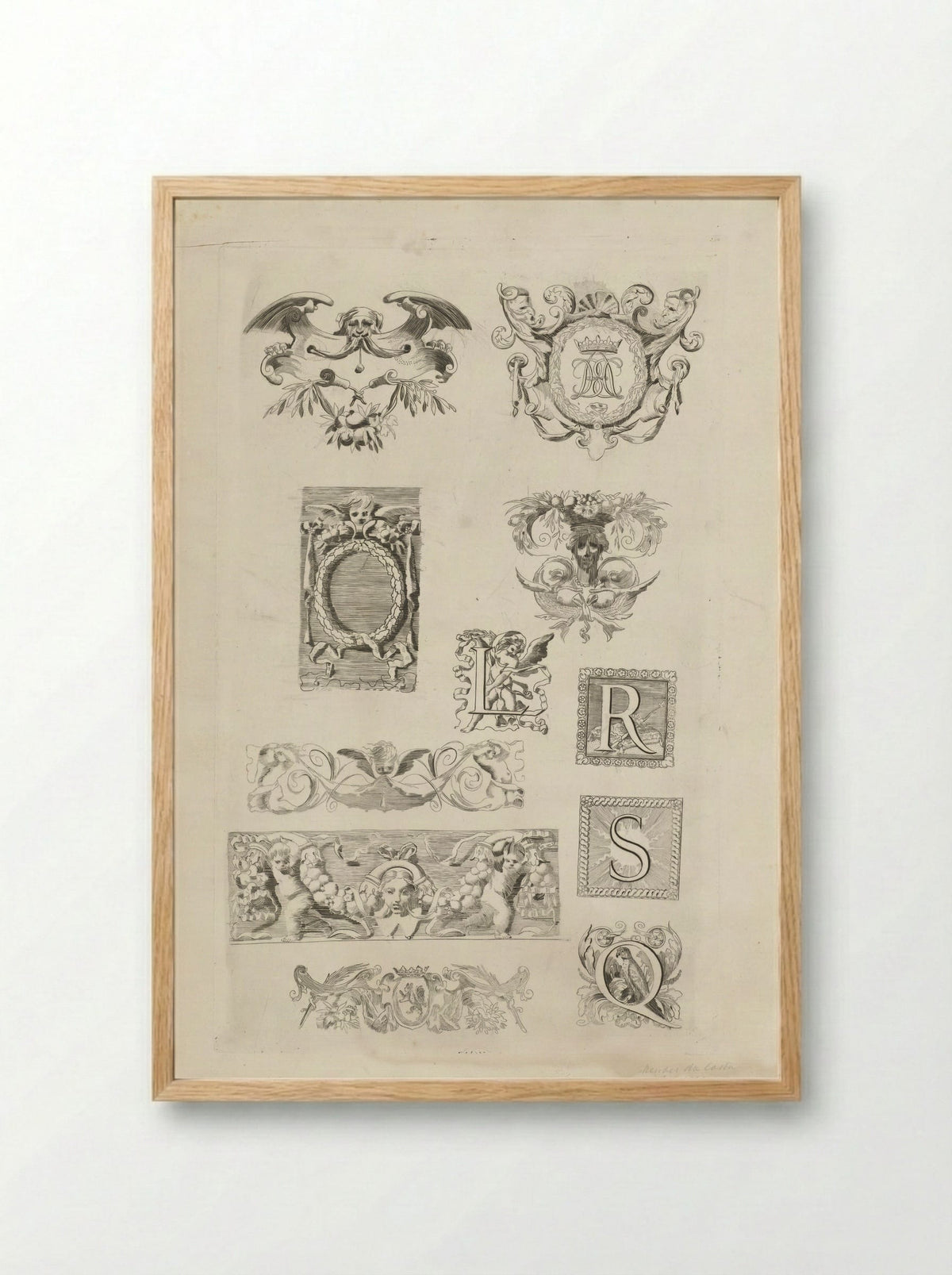Verschillende ornamentele ontwerpen - Samuel Henri Mendes da Costa - Framed Print Wood