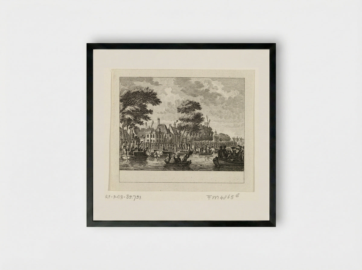 Vertrek van de Amsterdammers naar Utrecht - Cornelis Brouwer - Framed Print Black