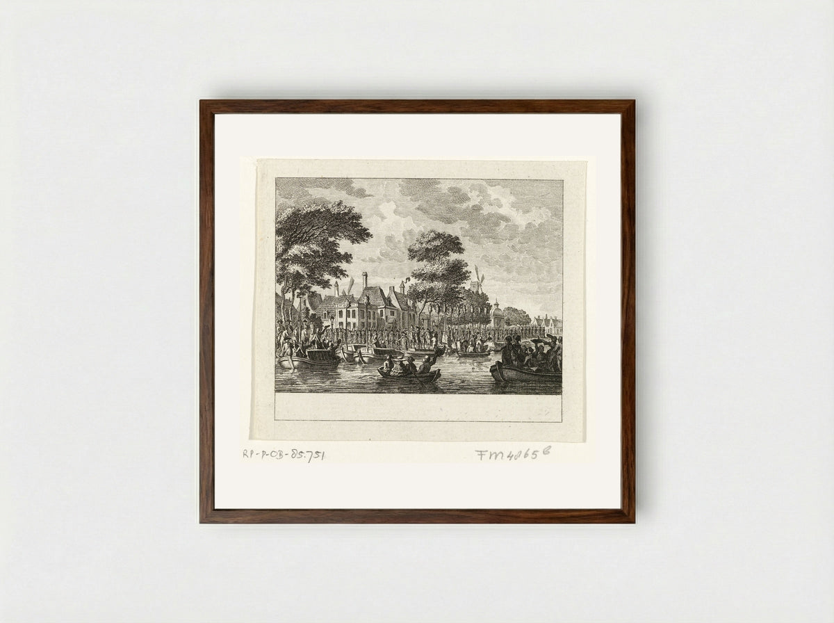 Vertrek van de Amsterdammers naar Utrecht - Cornelis Brouwer - Framed Print Dark Wood
