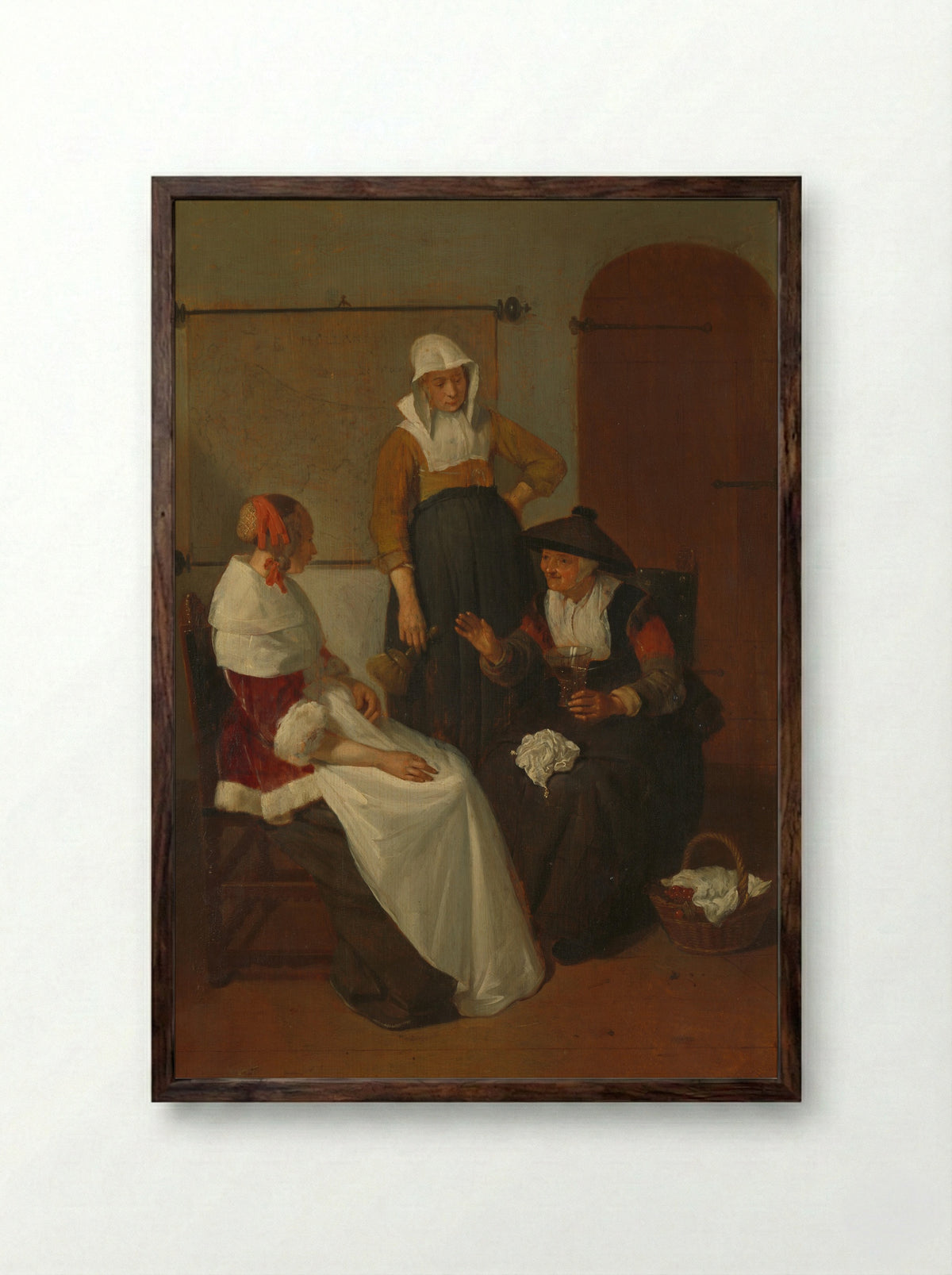 Vertrouwelijk onderhoud - Quiringh Gerritsz. van Brekelenkam - Framed Print Dark Wood