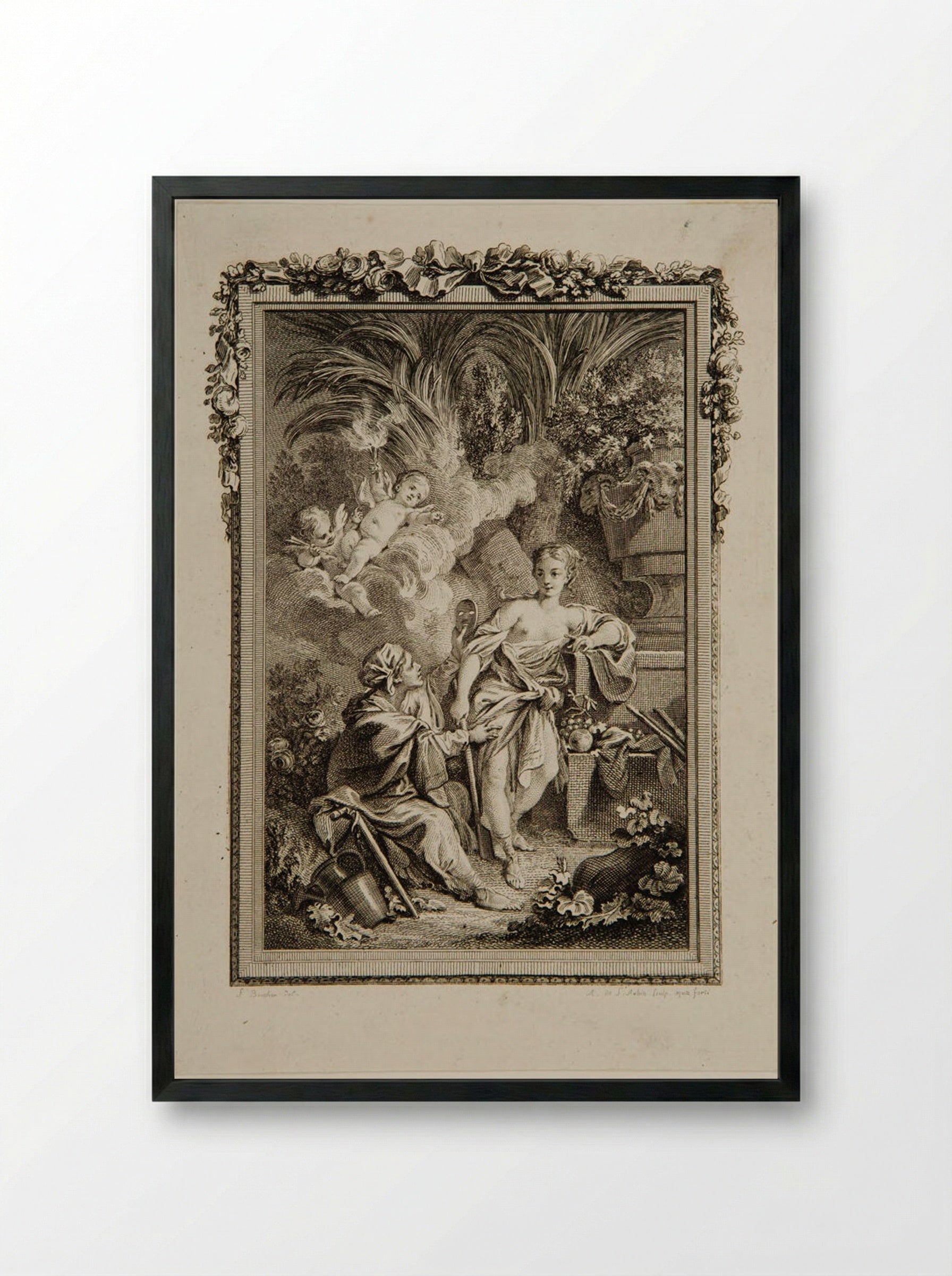 Vertumnus and Pomona - Augustin de Saint-Aubin - Framed Print Black