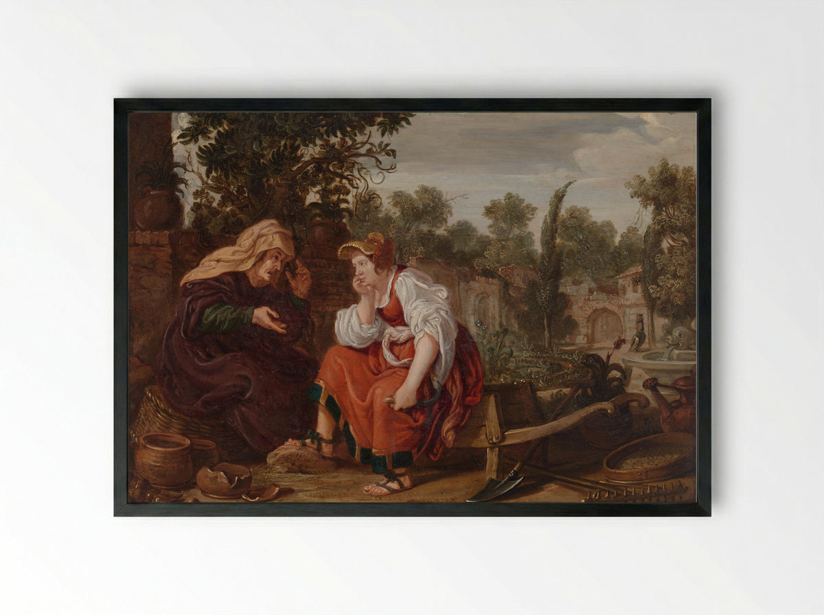 Vertumnus and Pomona - Jan Tengnagel - Framed Print Black
