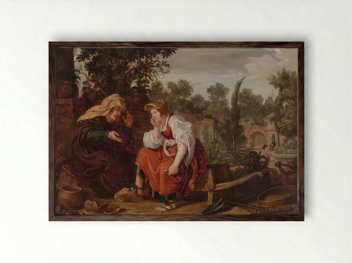 Vertumnus and Pomona - Jan Tengnagel - Framed Print Dark Wood