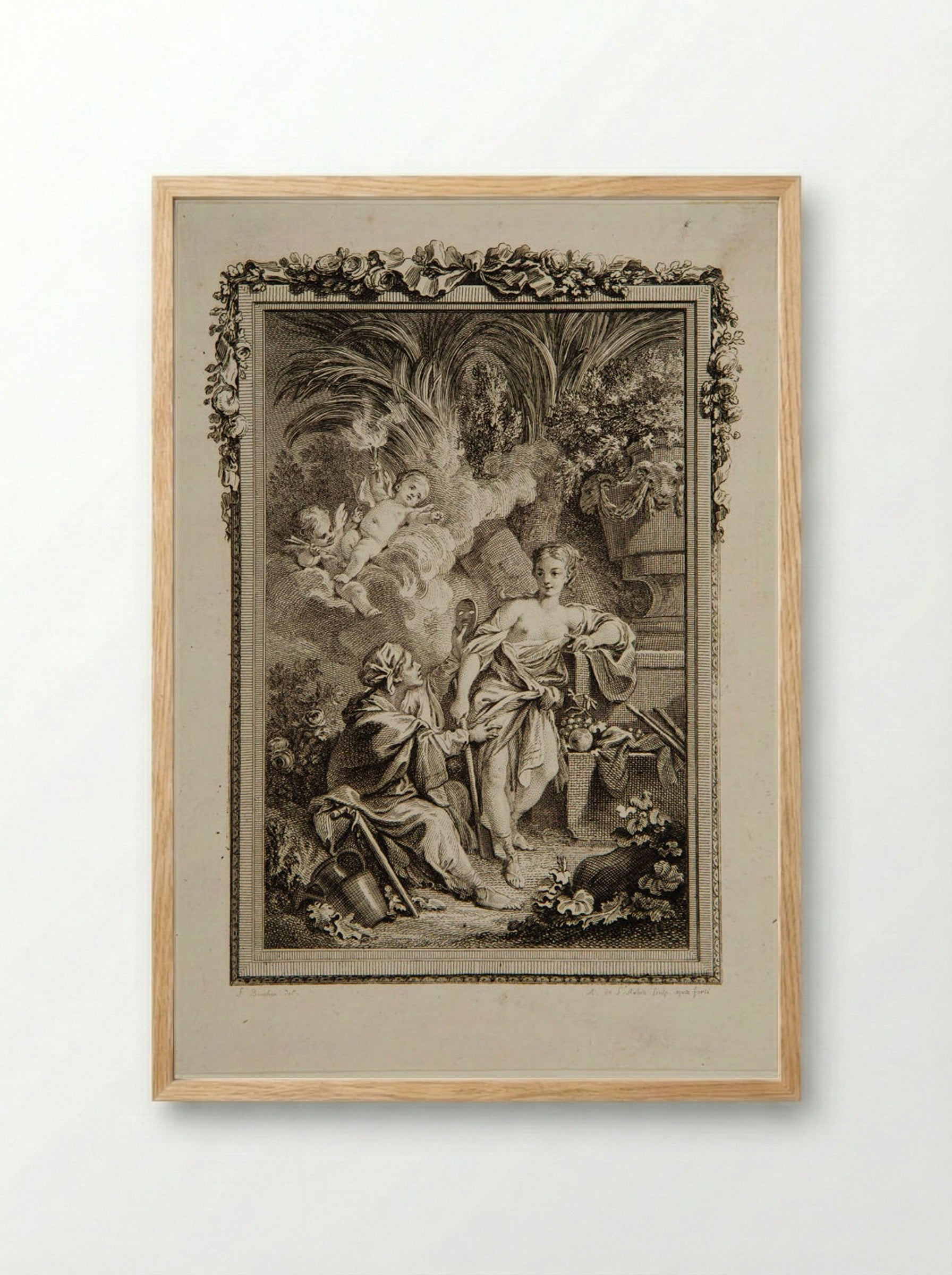 Vertumnus and Pomona - Augustin de Saint-Aubin - Framed Print Wood