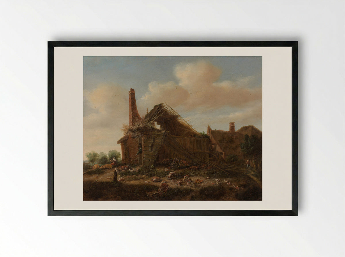 Vervallen boerderij (Dilapidated Farmhouse) - Emanuel Murant - Framed Print Black