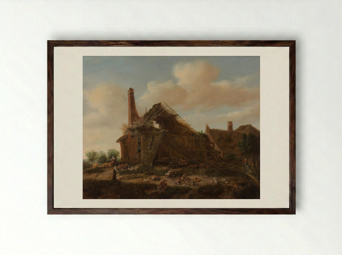 Vervallen boerderij (Dilapidated Farmhouse) - Emanuel Murant - Framed Print Dark Wood