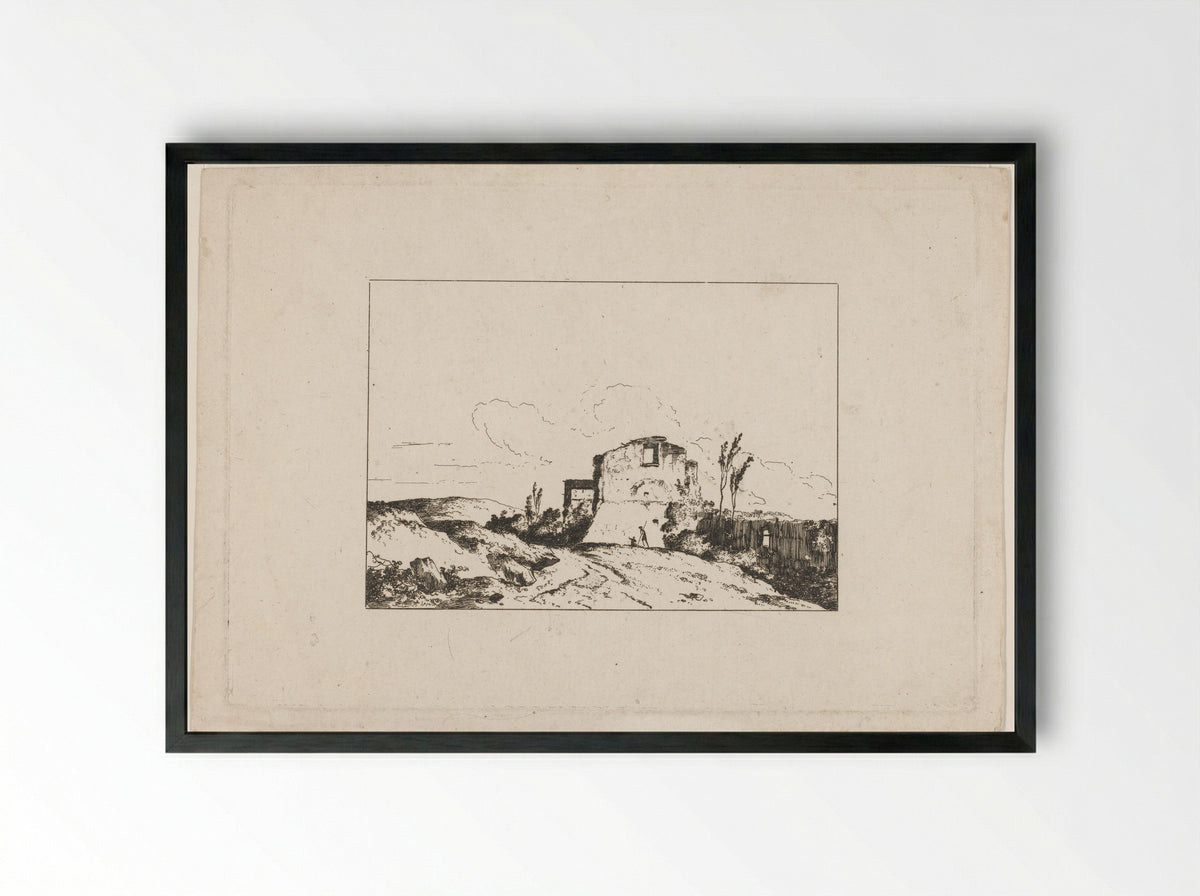 Vervallen huis - Louis Gabriel Moreau - Framed Print Black