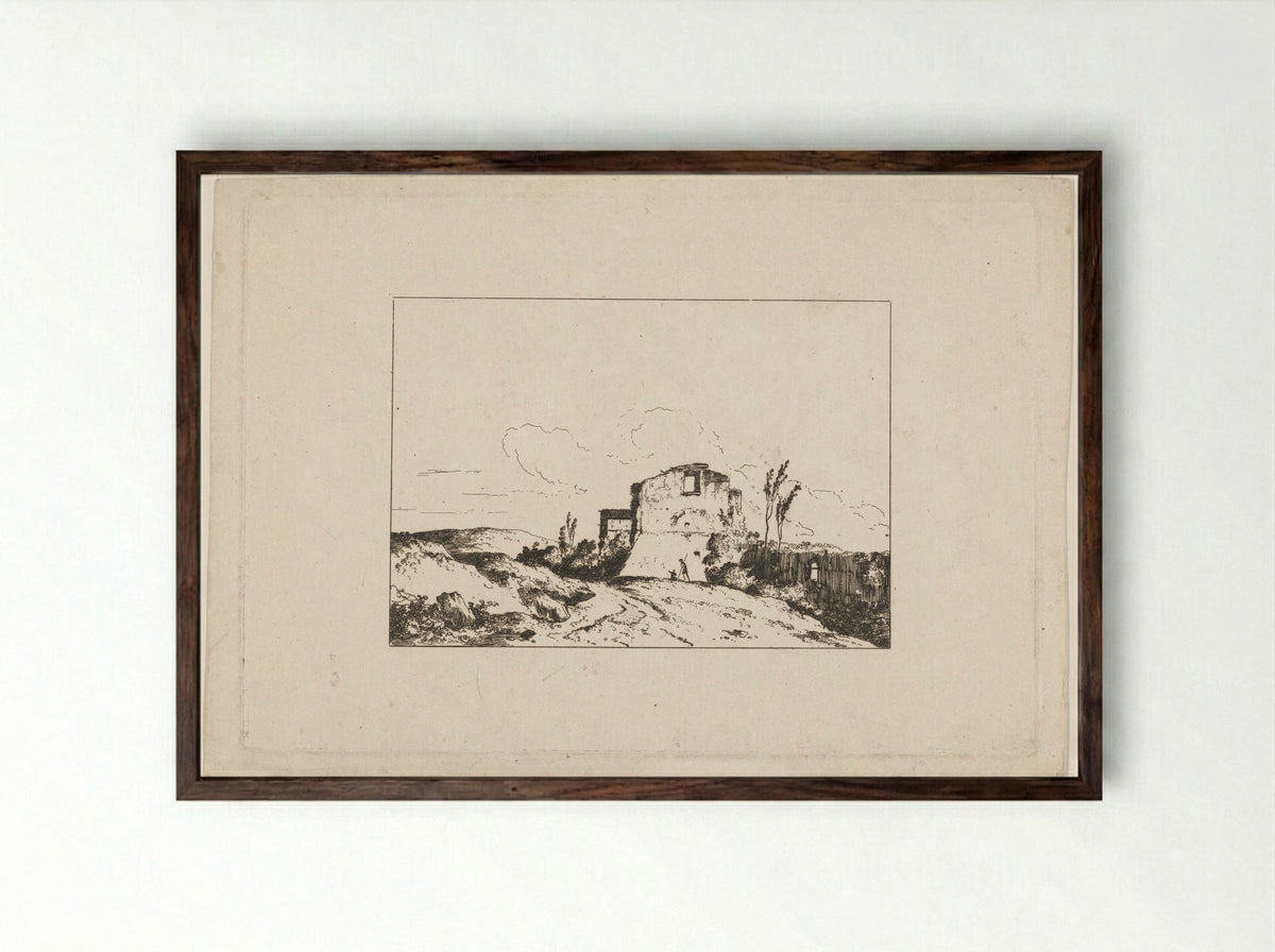 Vervallen huis - Louis Gabriel Moreau - Framed Print Dark Wood