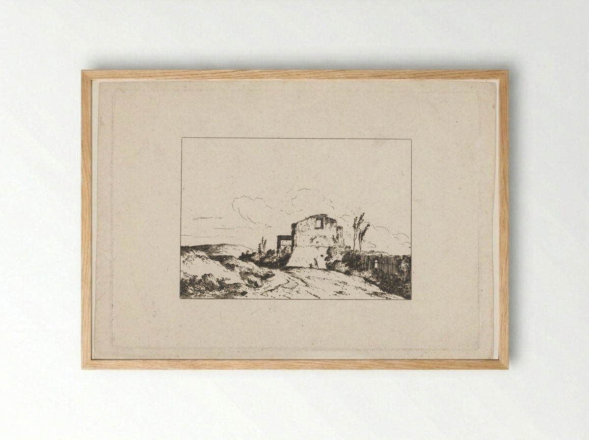 Vervallen huis - Louis Gabriel Moreau - Framed Print Wood
