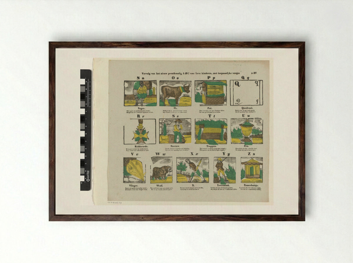 Vervolg van het nieuw prentkundig ABC voor lieve kinderen - Glenisson & Zonen - Framed Print Dark Wood