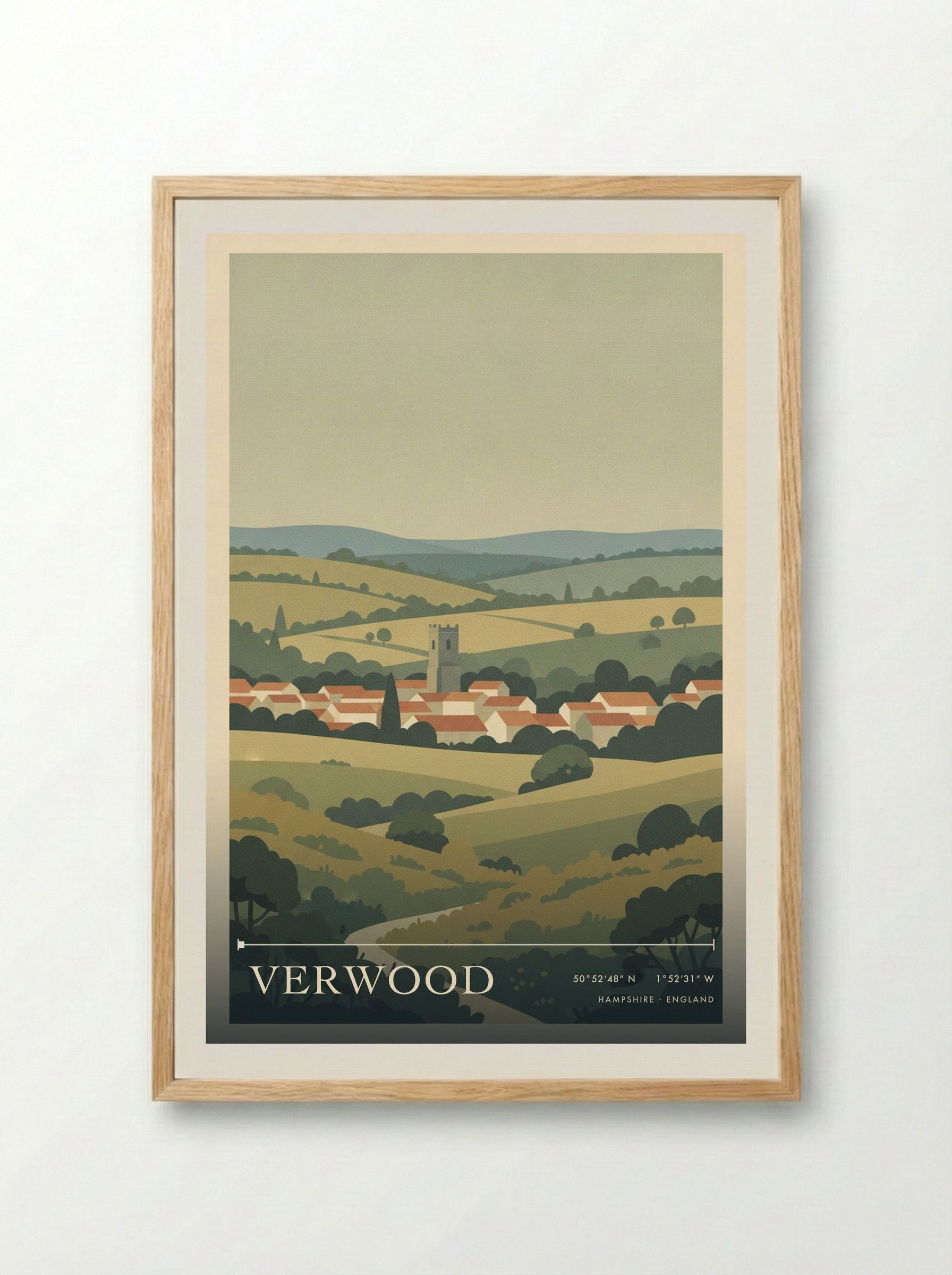 Verwood Hampshire England Travel Poster - Framed Print Wood