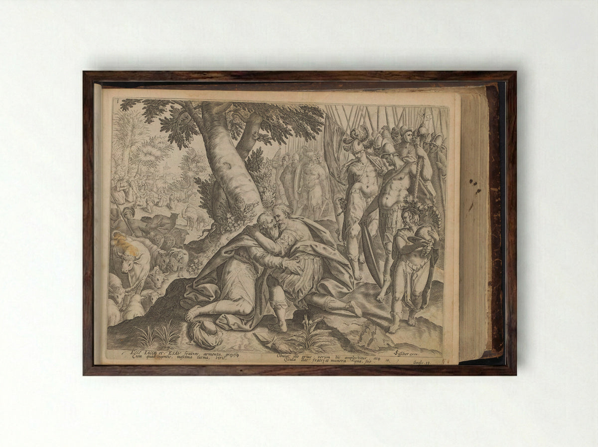 Verzoening van Jakob en Esau - Jan Philipsz Schabaelje - Framed Print Dark Wood