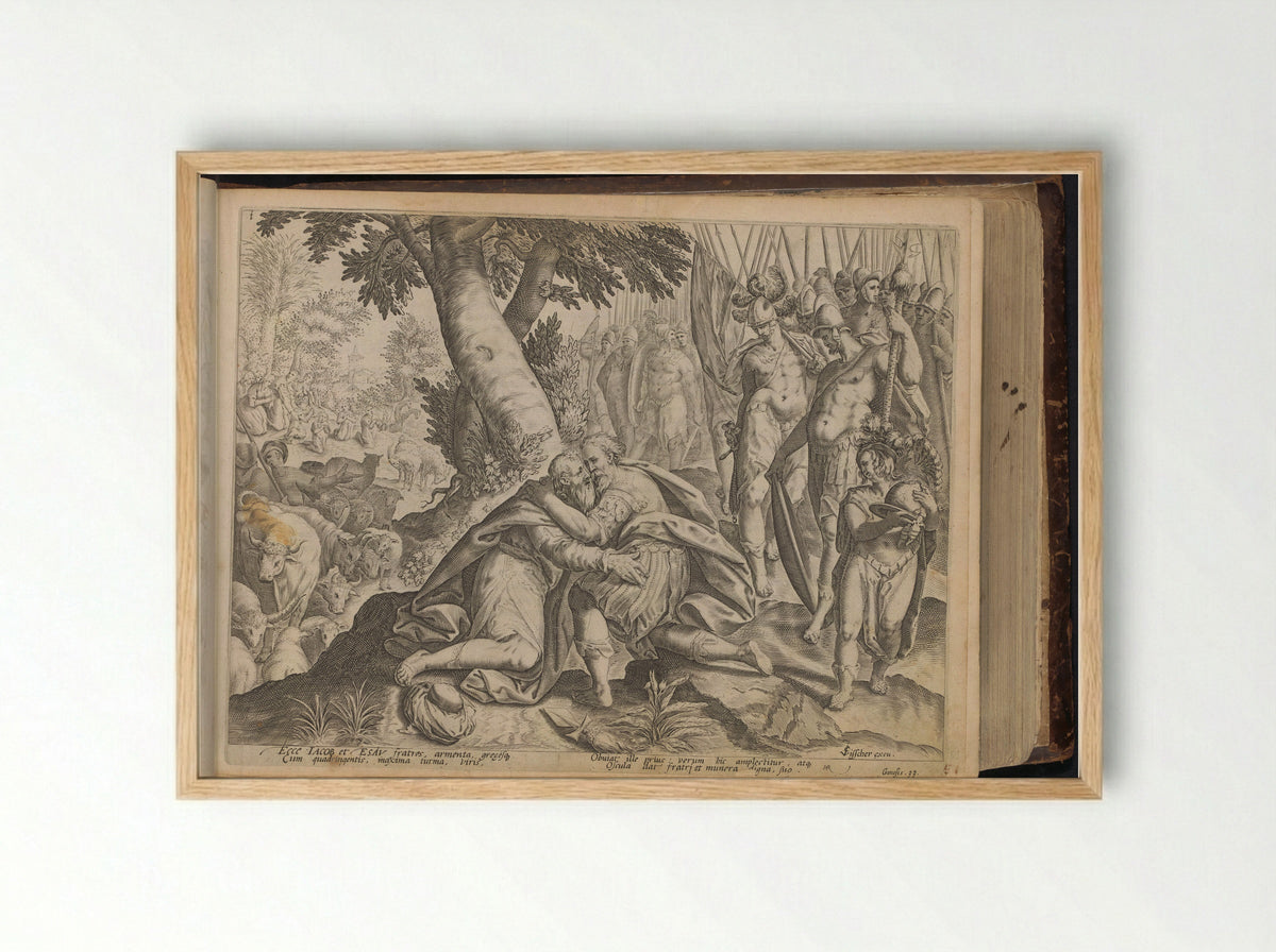 Verzoening van Jakob en Esau - Jan Philipsz Schabaelje - Framed Print Wood