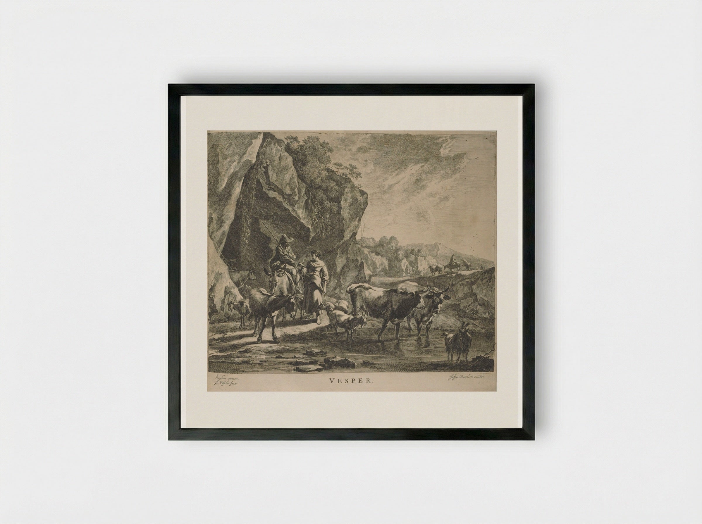 Vesper (Evening) - Johannes Visscher - Framed Print Black