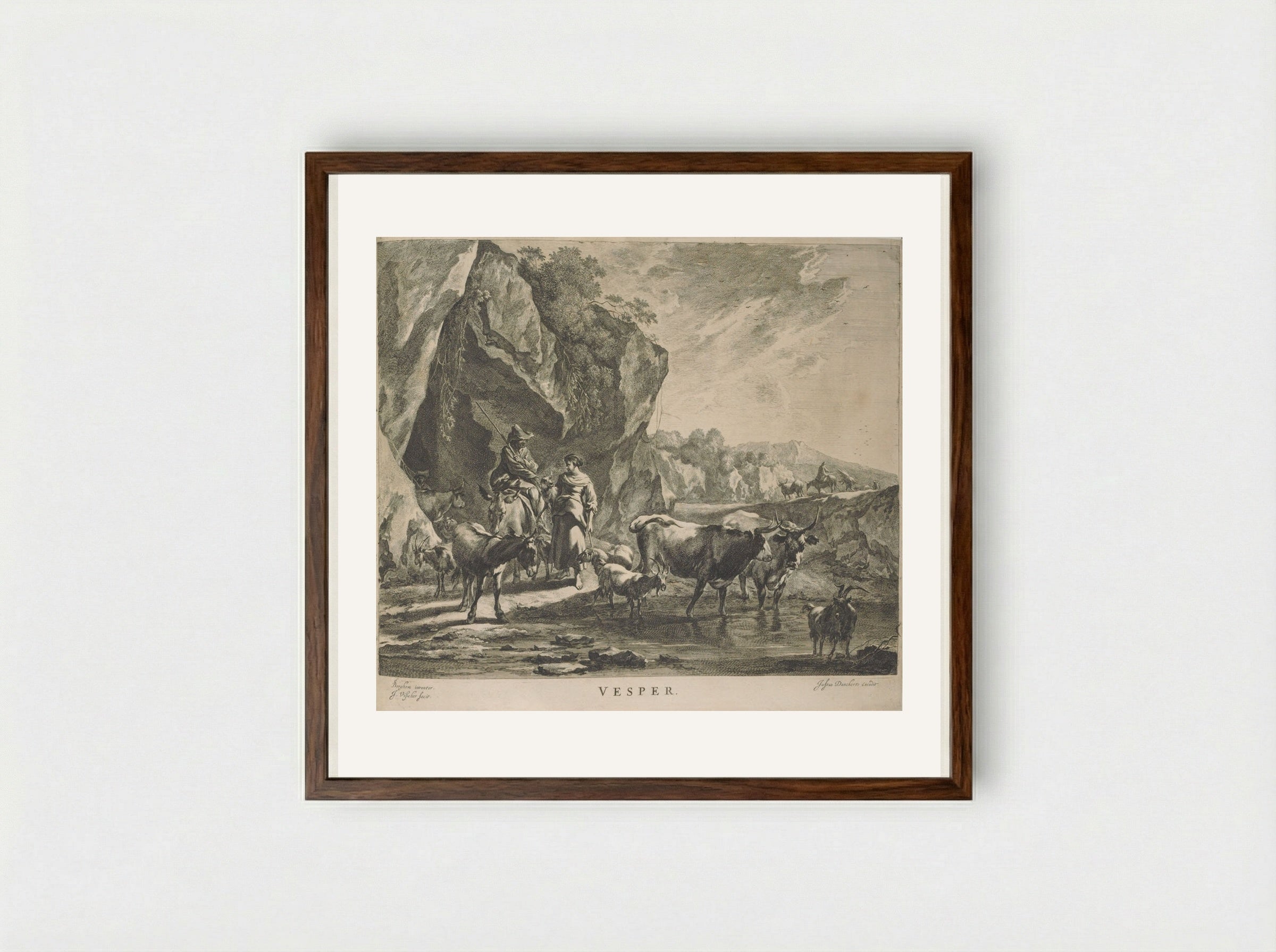 Vesper (Evening) - Johannes Visscher - Framed Print Dark Wood