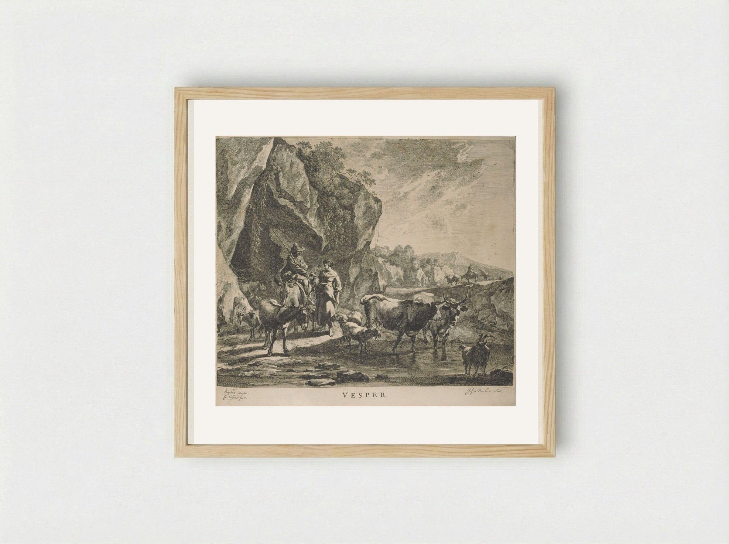 Vesper (Evening) - Johannes Visscher - Framed Print Wood