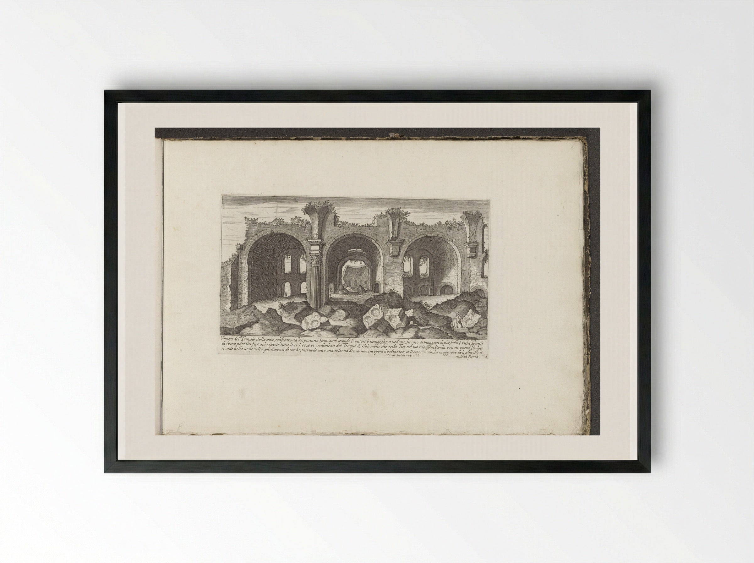 Vestigii del Tempio della Pace - Giovanni Giacomo de' Rossi - Framed Print Black