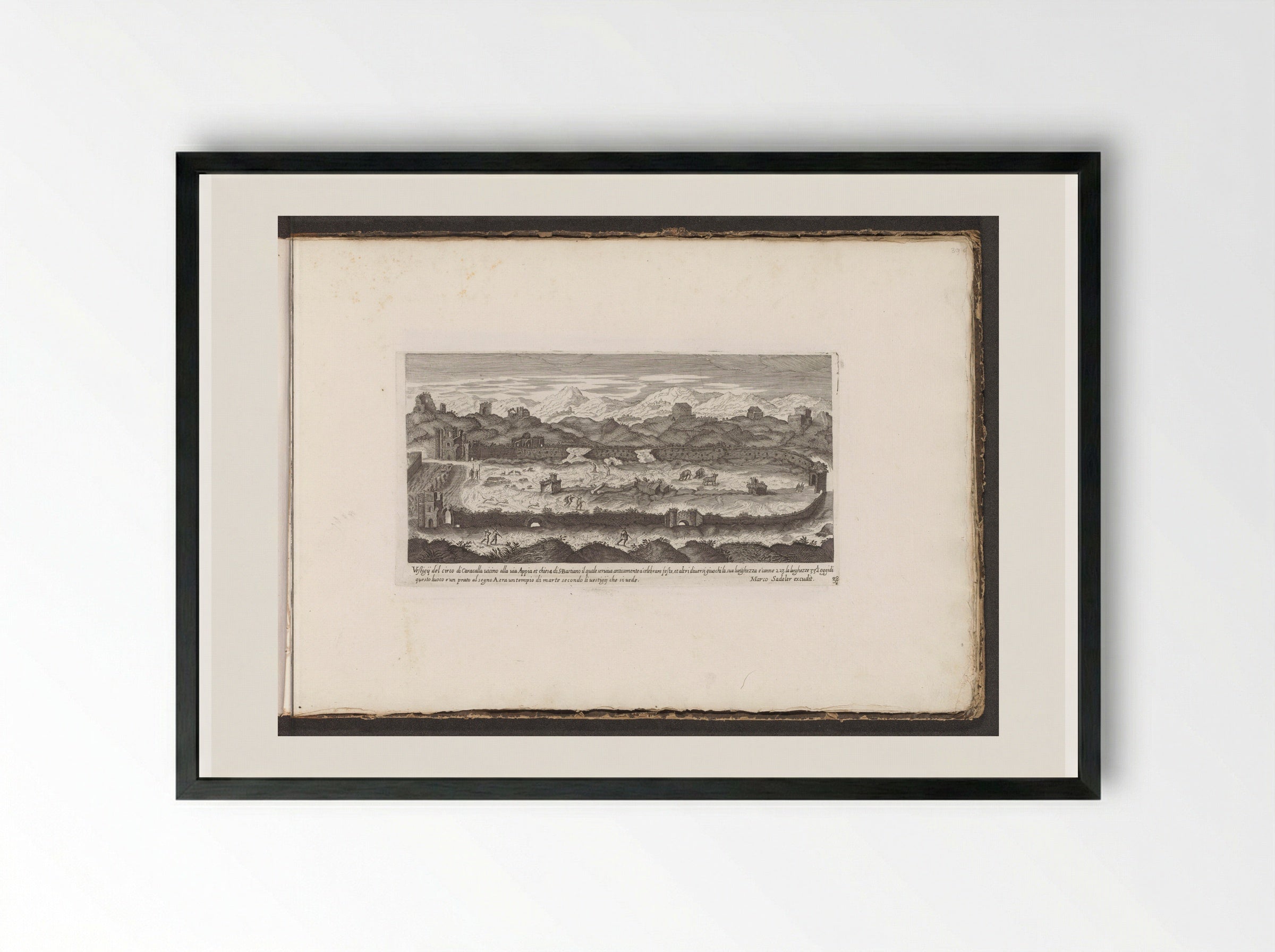 Vestigii del circo di Caracalla - Giovanni Giacomo de' Rossi - Framed Print Black