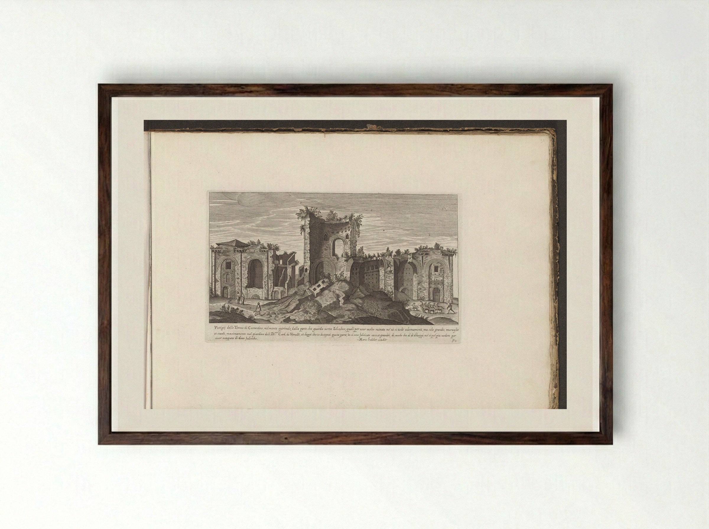 Vestigij delle Terme di Costantino - Giovanni Giacomo de' Rossi - Framed Print Dark Wood