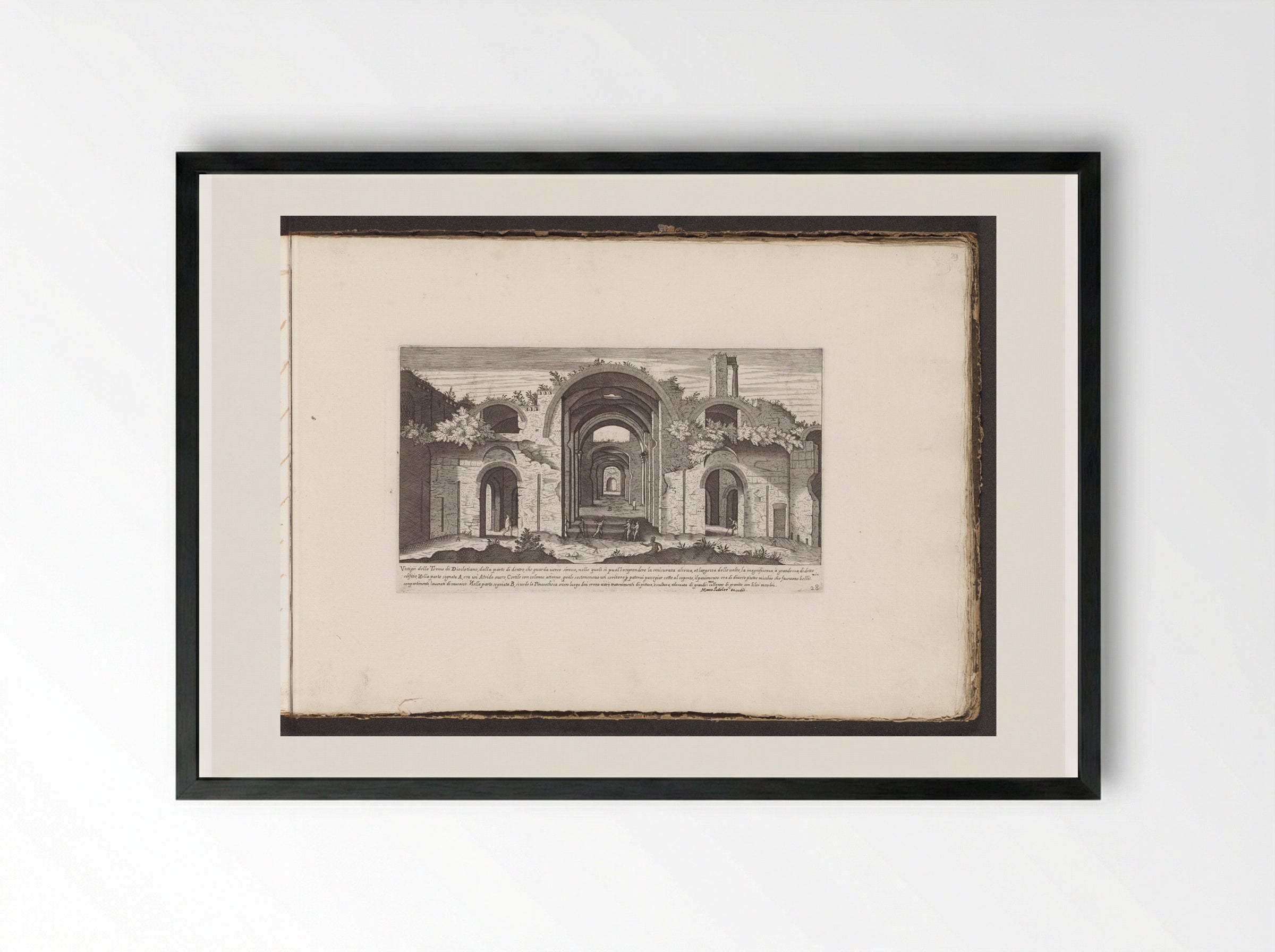 Vestigio delle Terme di Diocletiano - Giovanni Giacomo de' Rossi - Framed Print Black