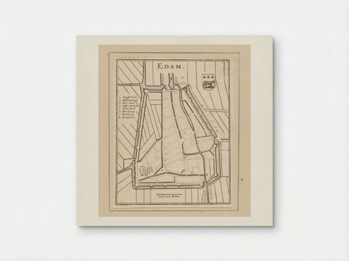 Vestingplattegrond van Edam - Caspar Merian - Poster