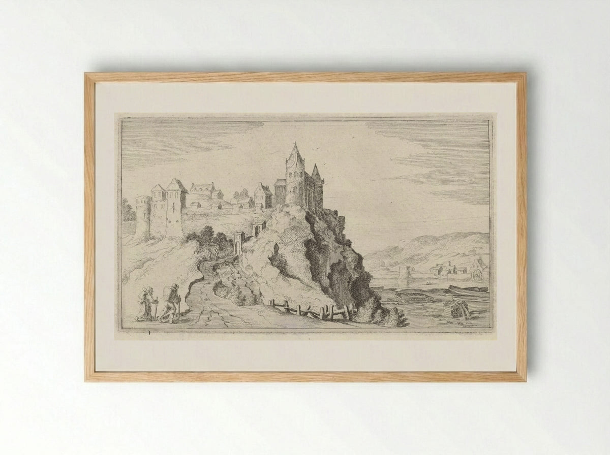 Vestingstad op een heuvel - Gillis van Scheyndel (I) - Framed Print Wood