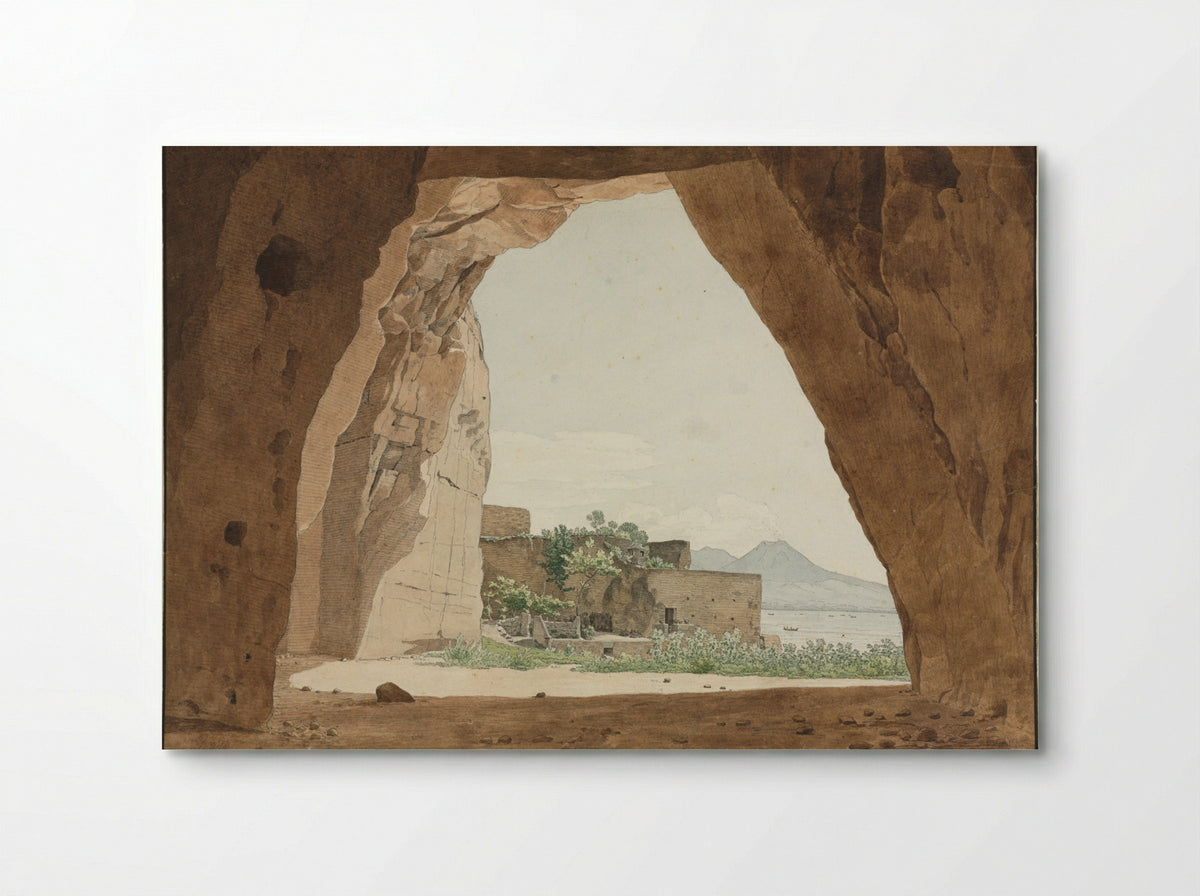 Vesuvius and the Bay of Naples from a Cave - Adolf von Heydeck - Poster