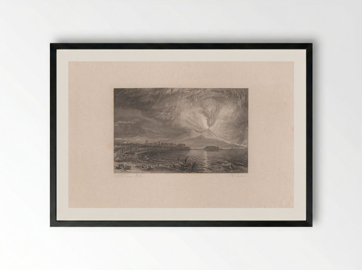 Vesuvius in Eruption - Thomas Jeavons - Framed Print Black