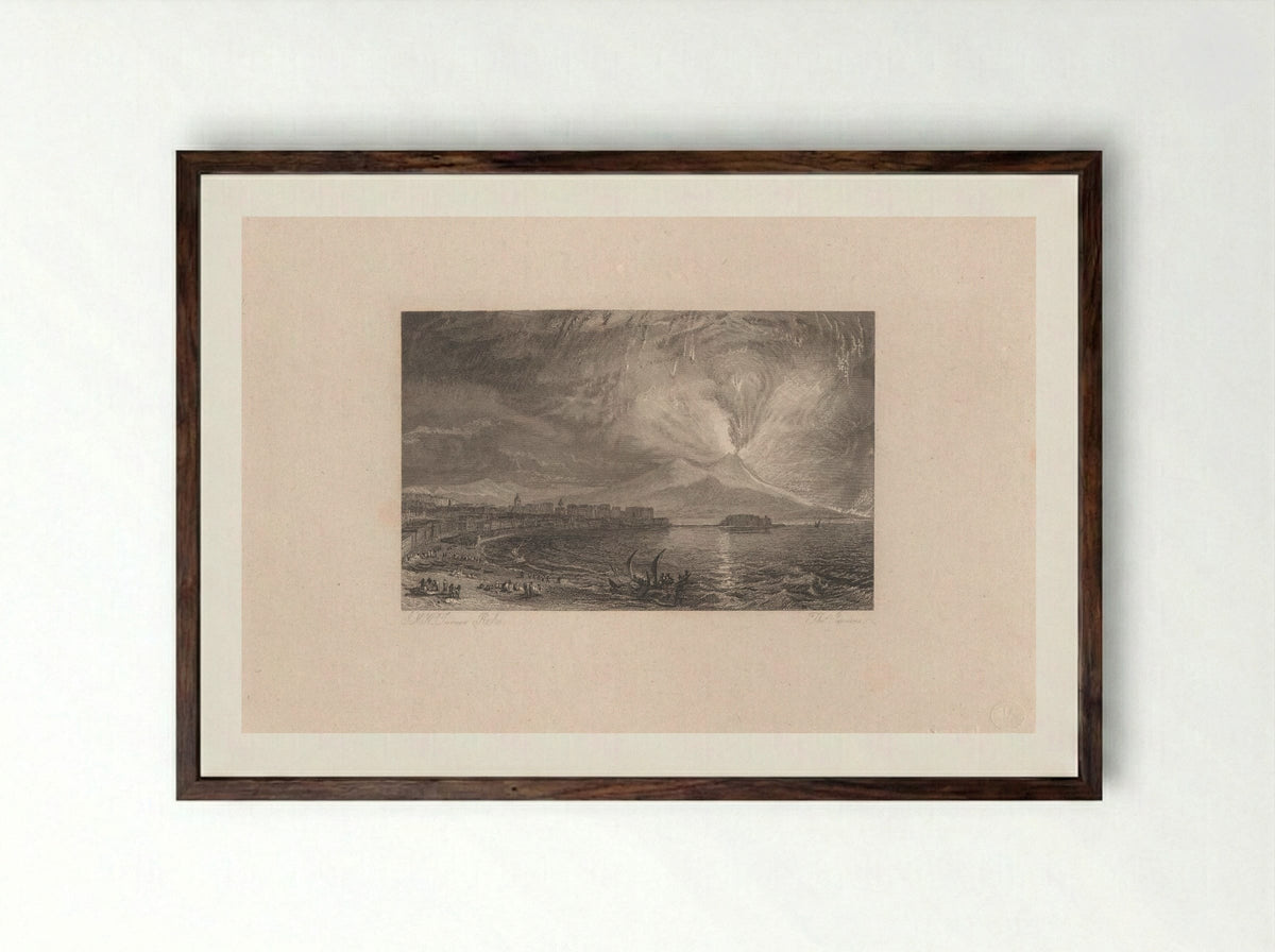 Vesuvius in Eruption - Thomas Jeavons - Framed Print Dark Wood