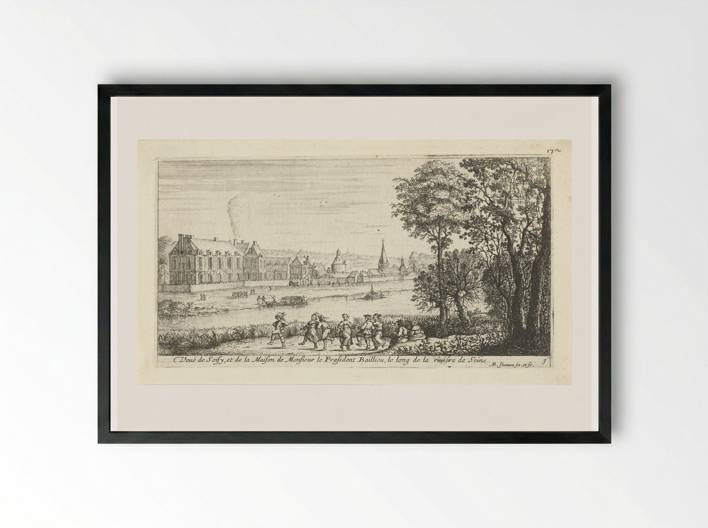Veuë de Soisy - Albert Flamen - Framed Print Black