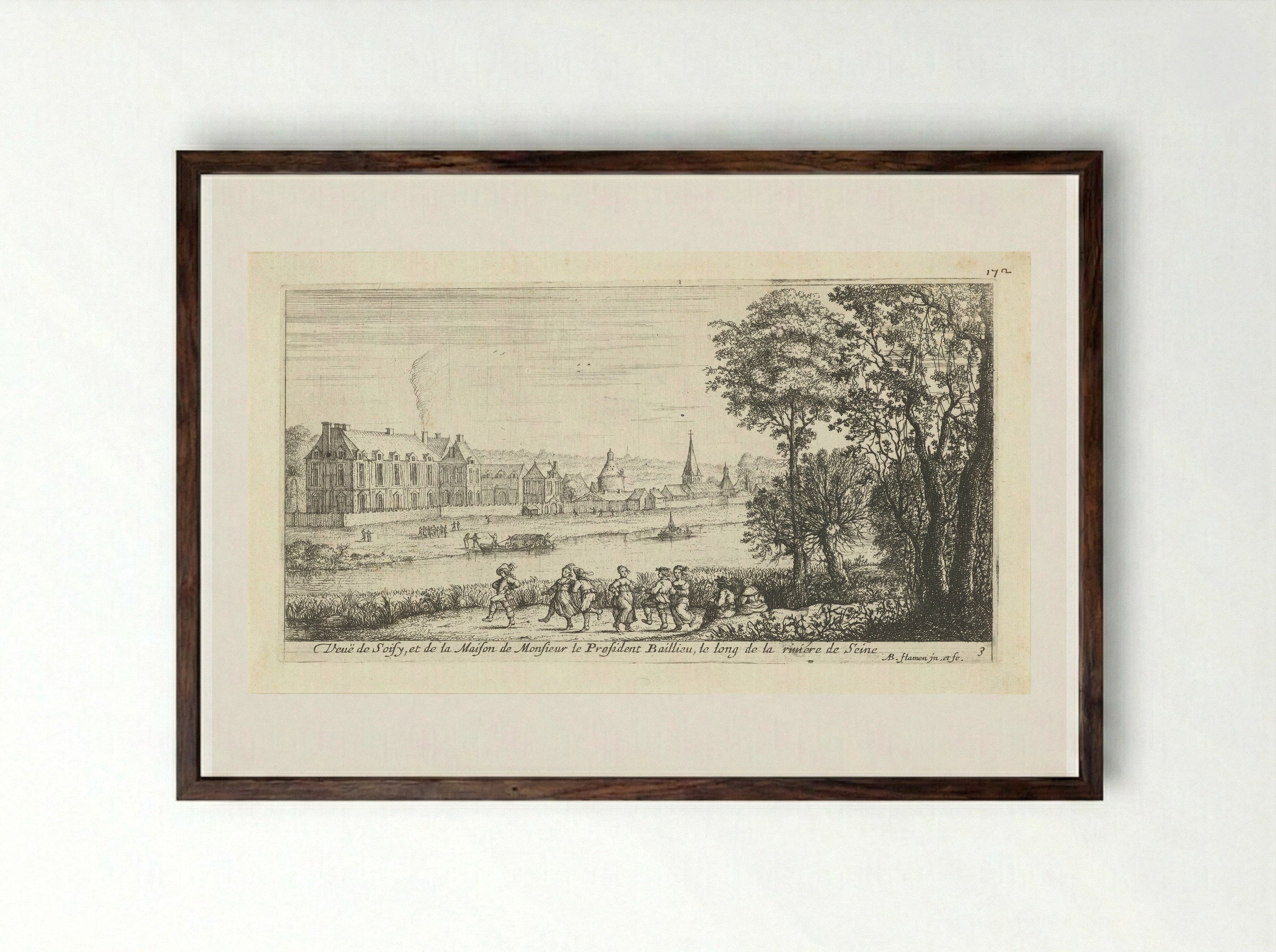 Veuë de Soisy - Albert Flamen - Framed Print Dark Wood