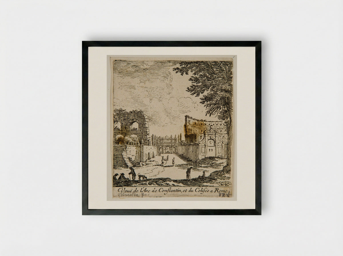 Veuë de l'Arc de Constantin, et du Colisée a Rome - Israël Silvestre - Framed Print Black