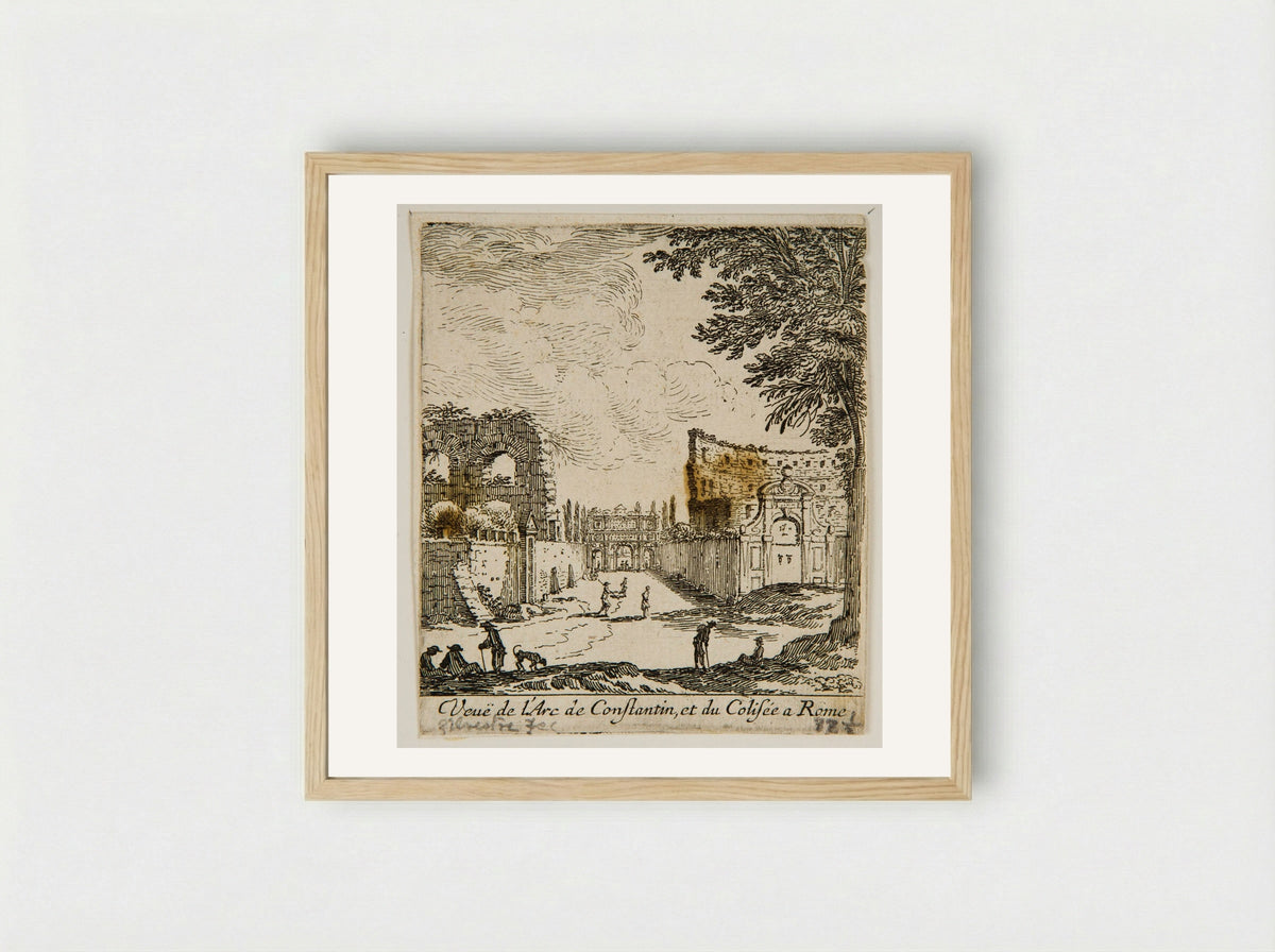 Veuë de l'Arc de Constantin, et du Colisée a Rome - Israël Silvestre - Framed Print Wood