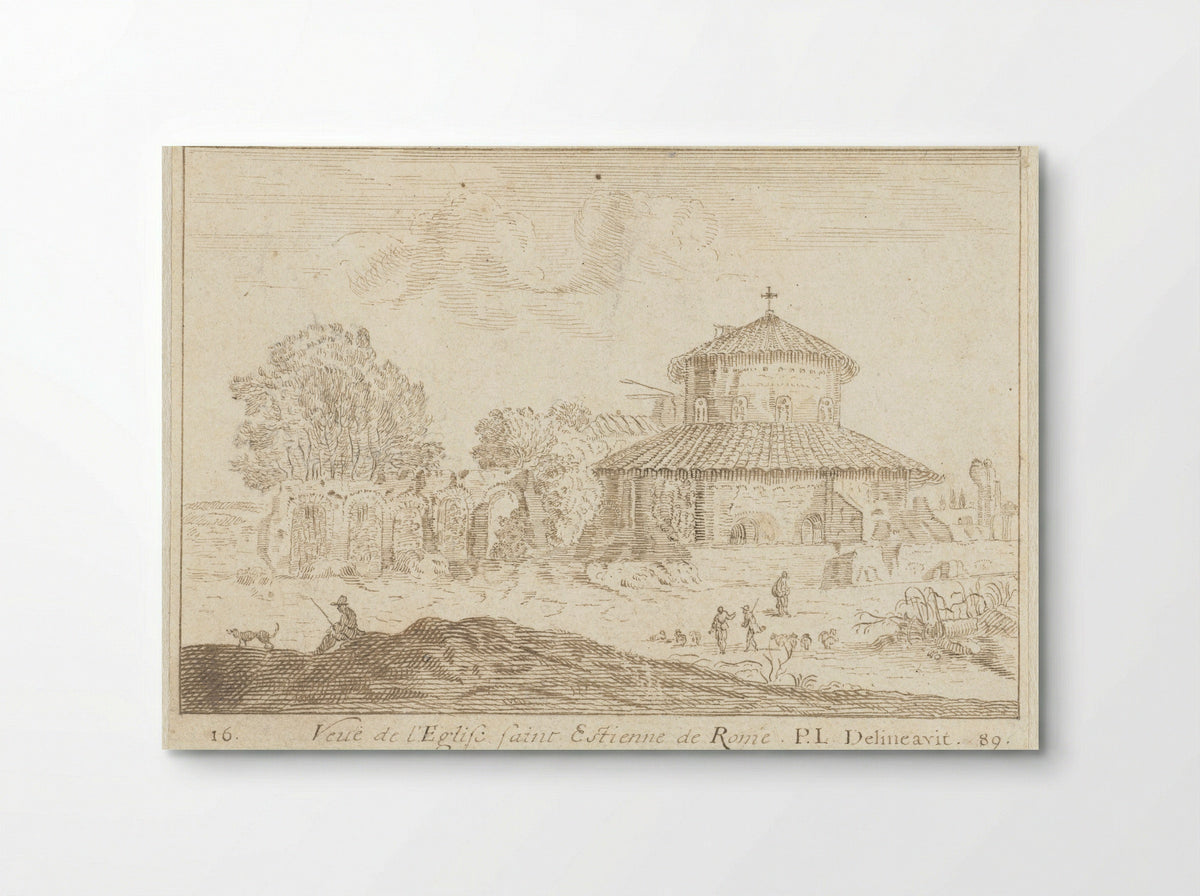 Veuë de l'Eglise saint Estienne de Rome - Monogrammist PL - Poster
