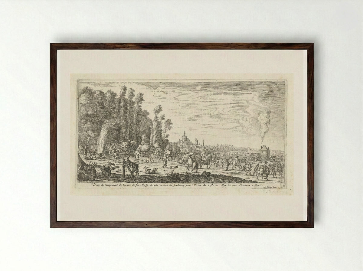 Veuë du Campement de l'armee - Albert Flamen - Framed Print Dark Wood