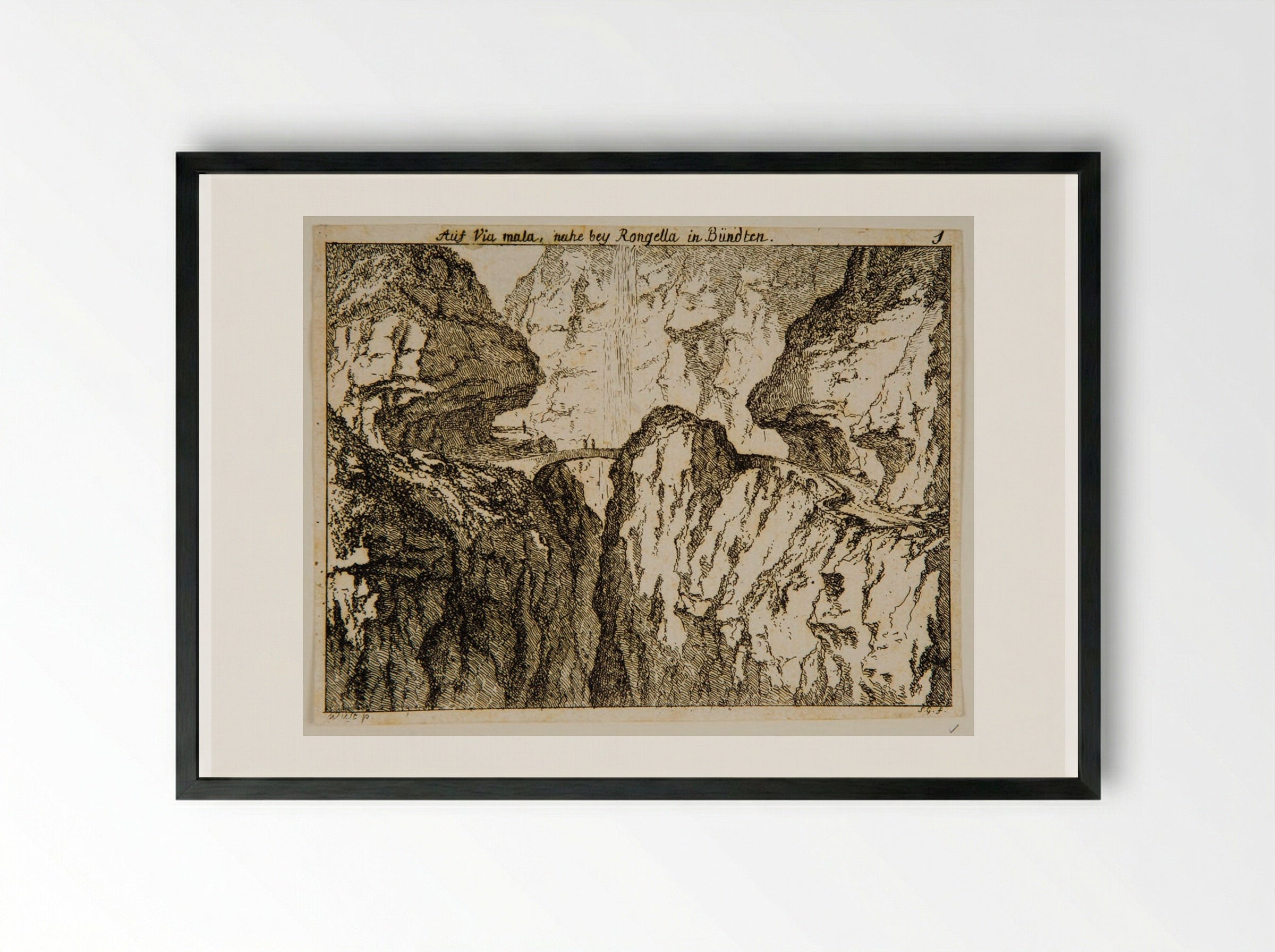 Via Mala Near Rongellen - Salomon Gessner - Framed Print Black