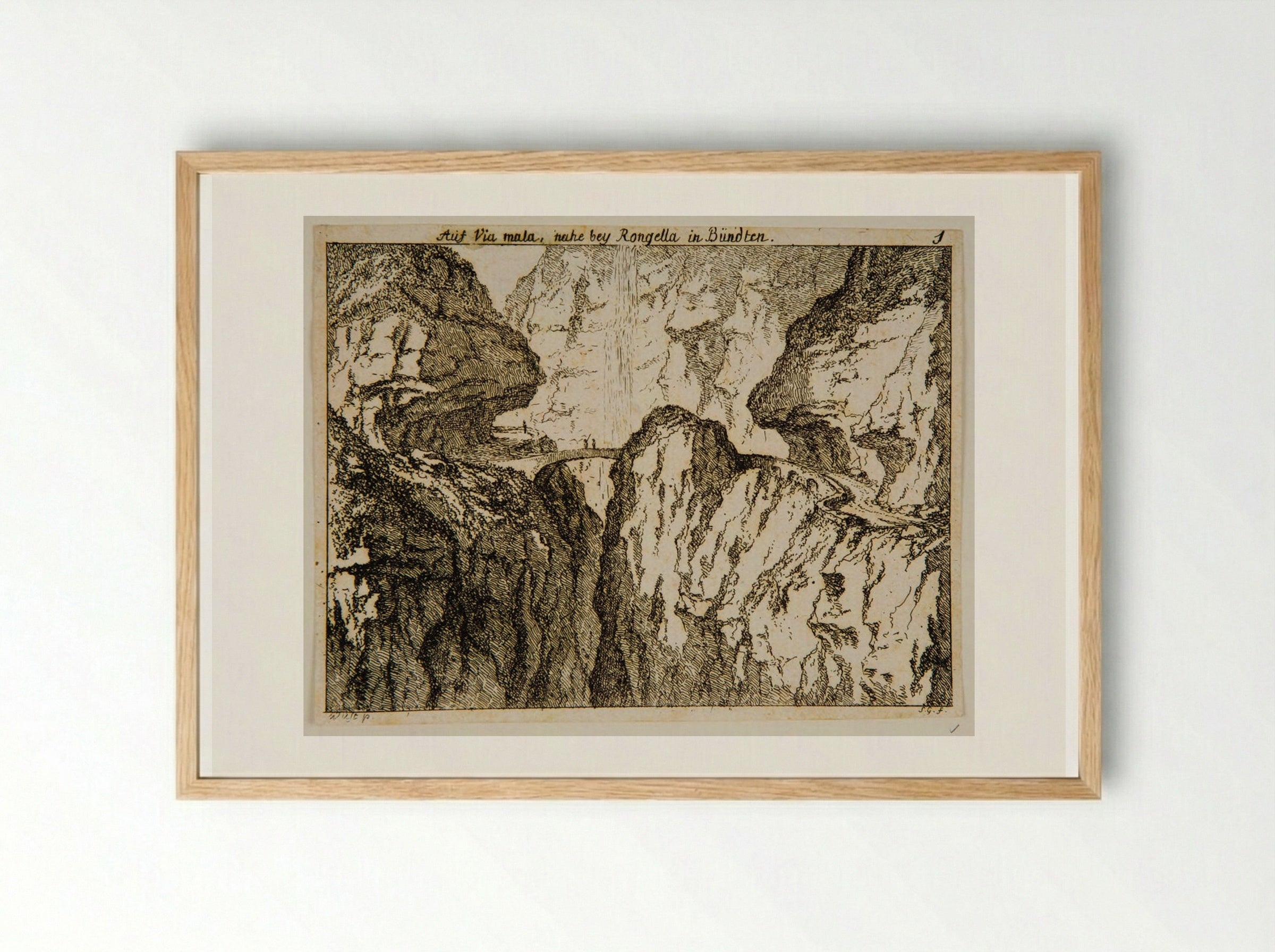 Via Mala Near Rongellen - Salomon Gessner - Framed Print Wood