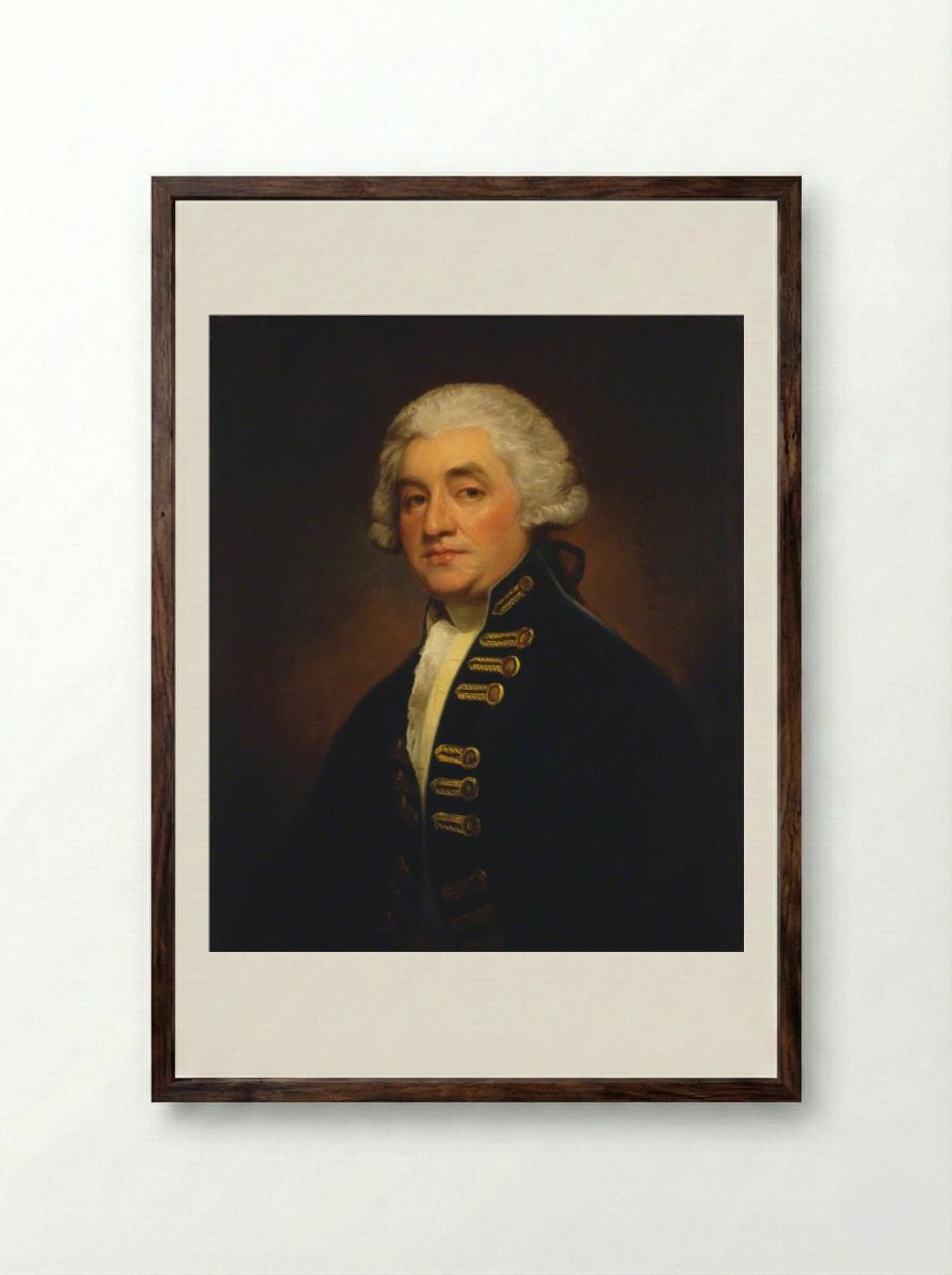 Vice-Admiral Sir Joshua Rowley - George Romney - Framed Print Dark Wood