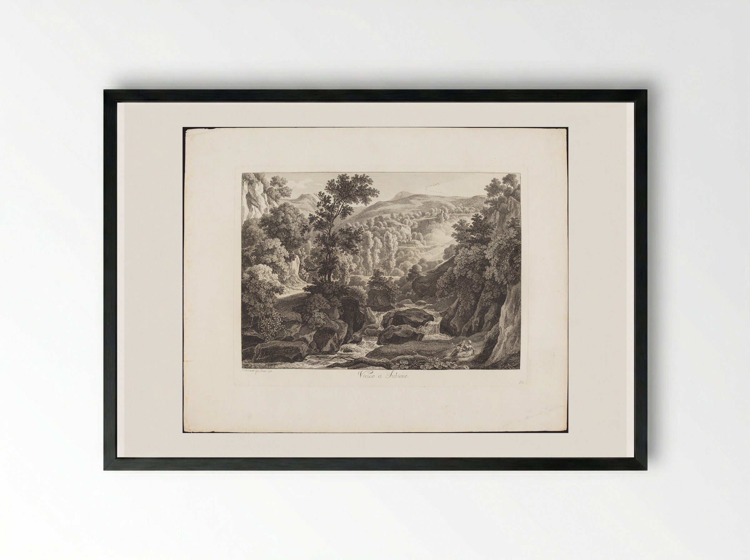 Vicino a Subiaco - Johann Christian Reinhart - Framed Print Black