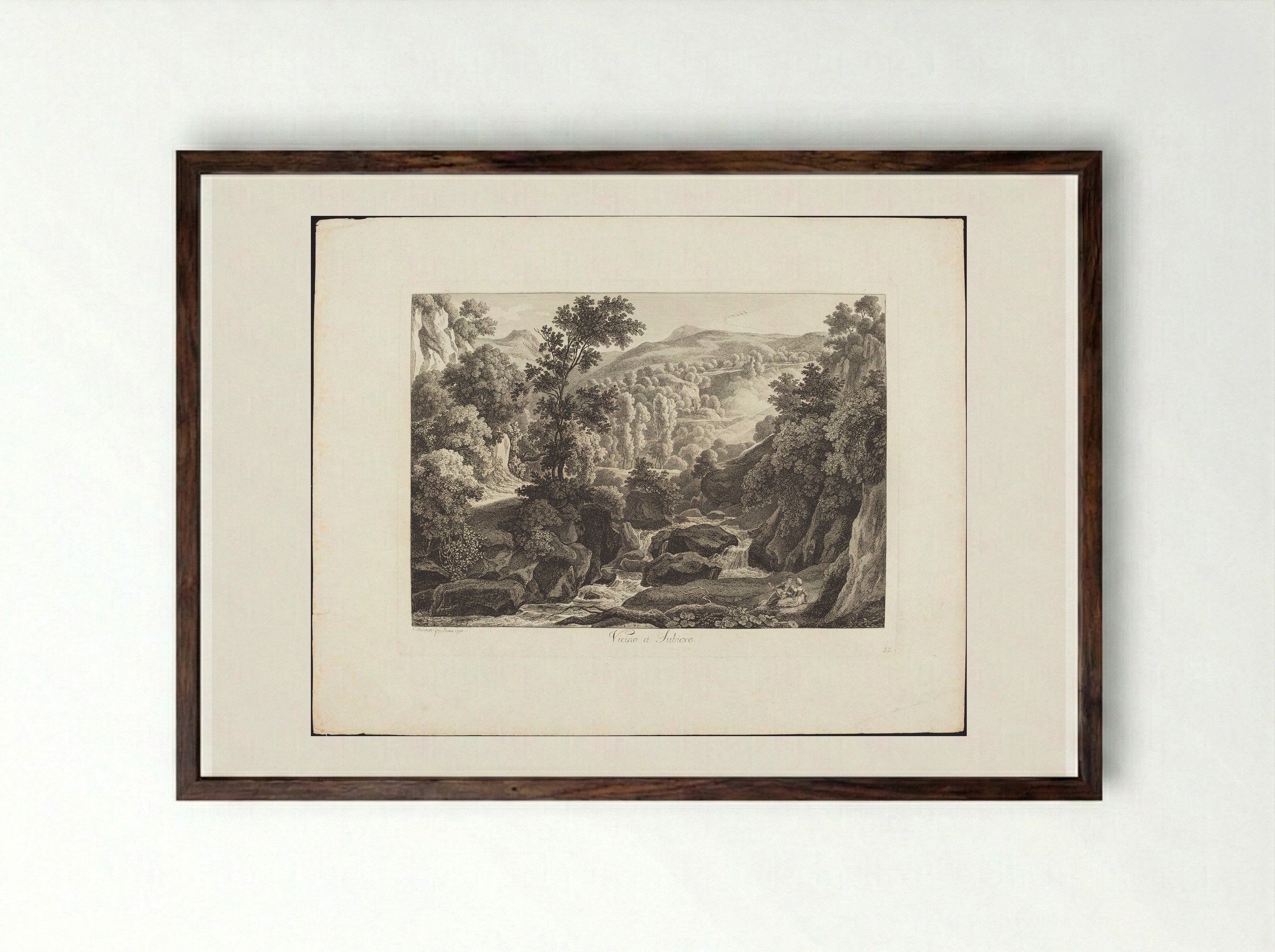 Vicino a Subiaco - Johann Christian Reinhart - Framed Print Dark Wood