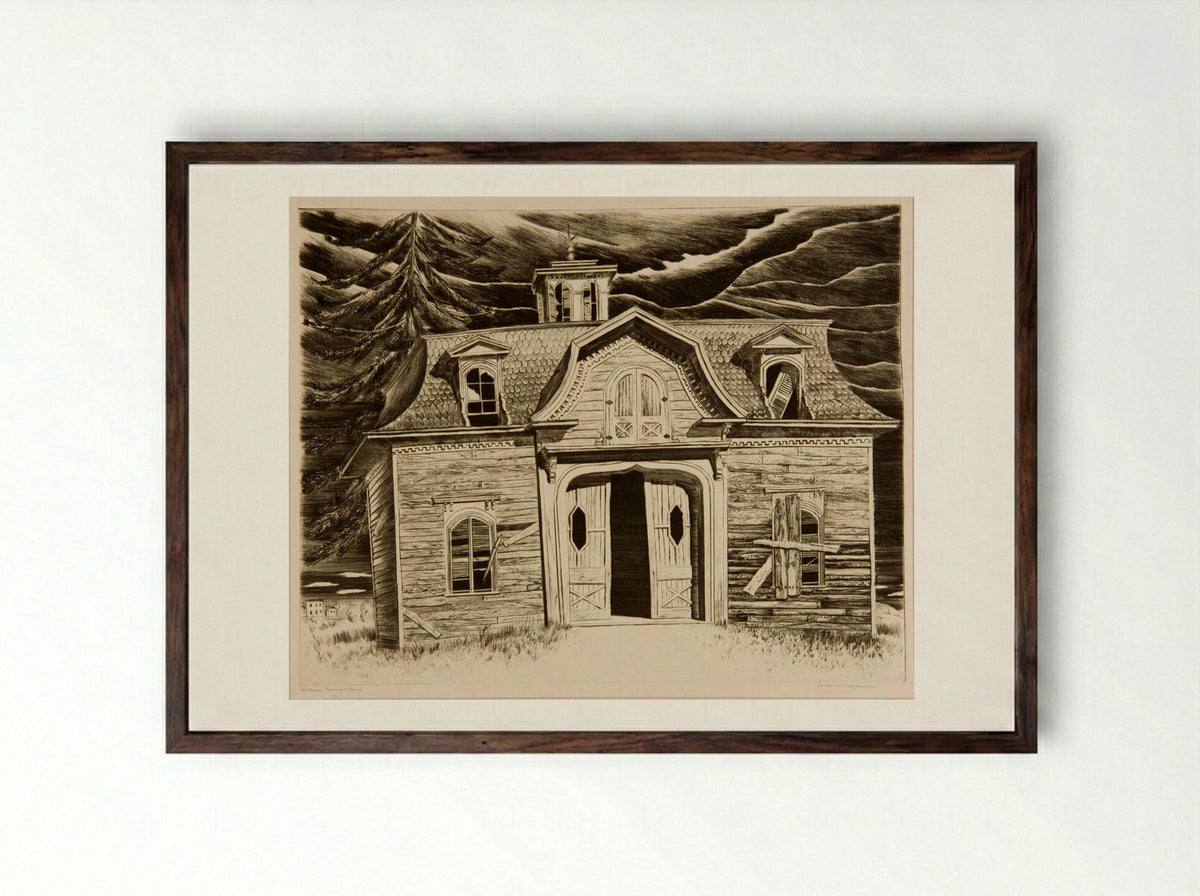 Victorian Carriage House - Lawrence E. Kupferman - Framed Print Dark Wood