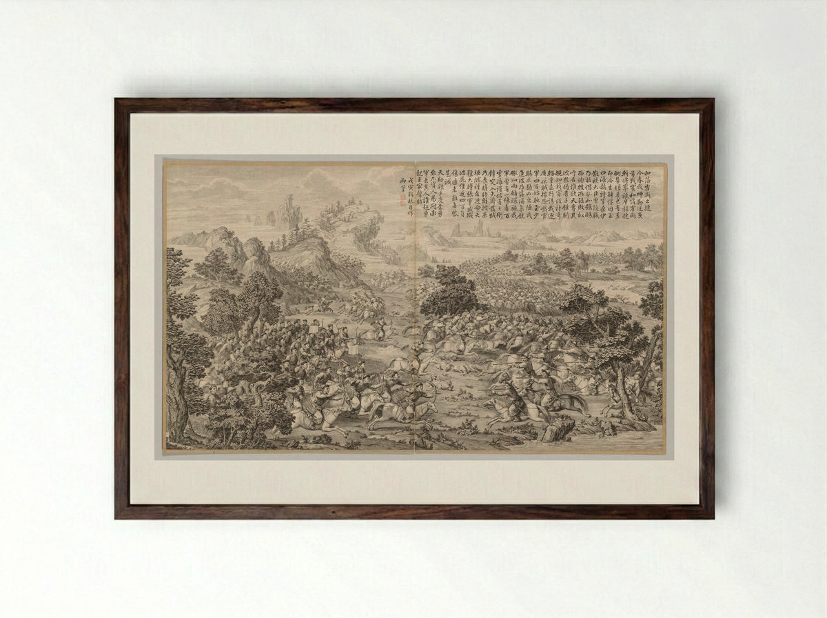 Victory at Heluo Heshi - Jean Denis Attiret - Framed Print Dark Wood