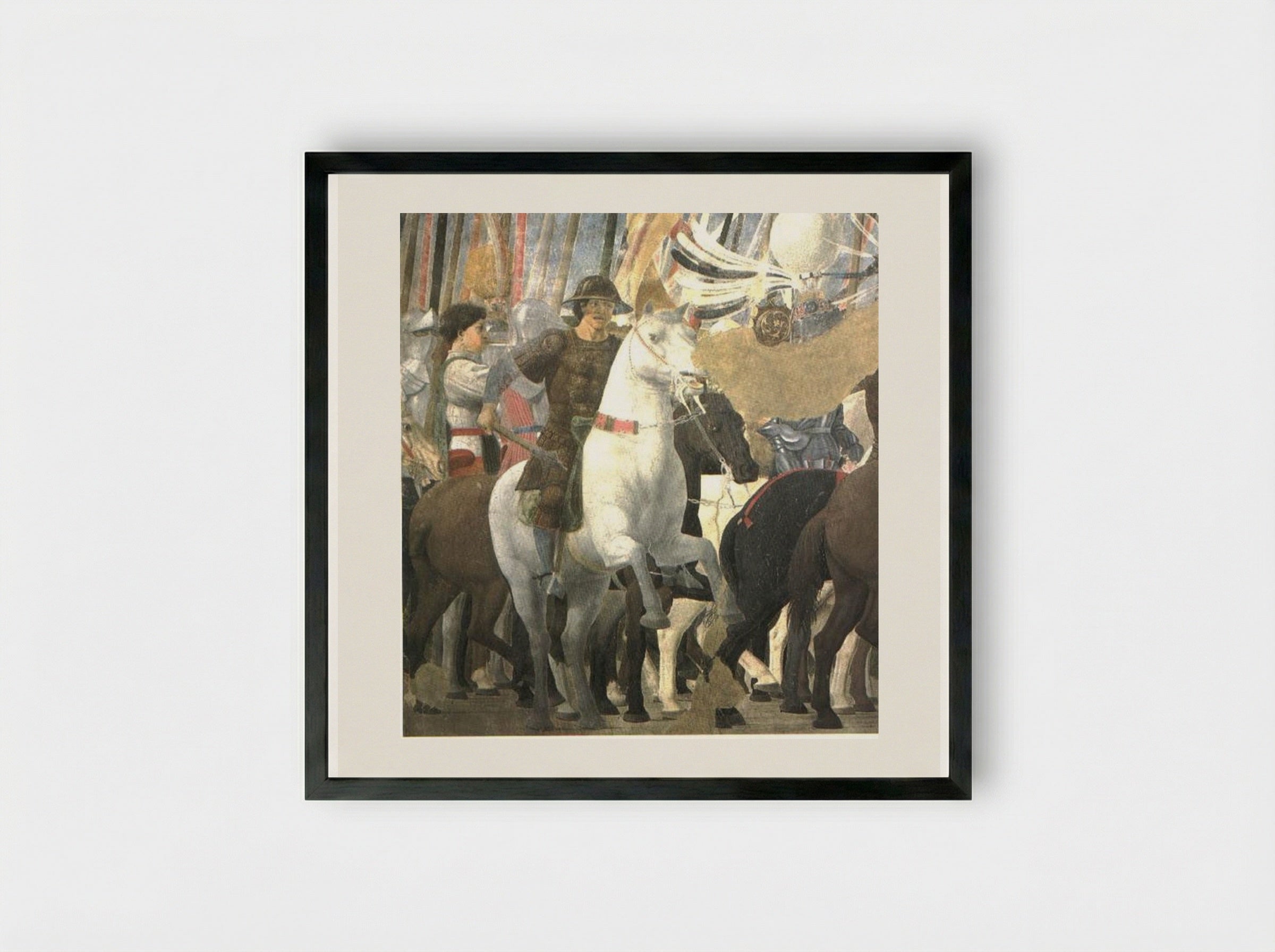 Victory of Constantine at the Battle of the Milvian Bridge - Piero della Francesca - Framed Print Black