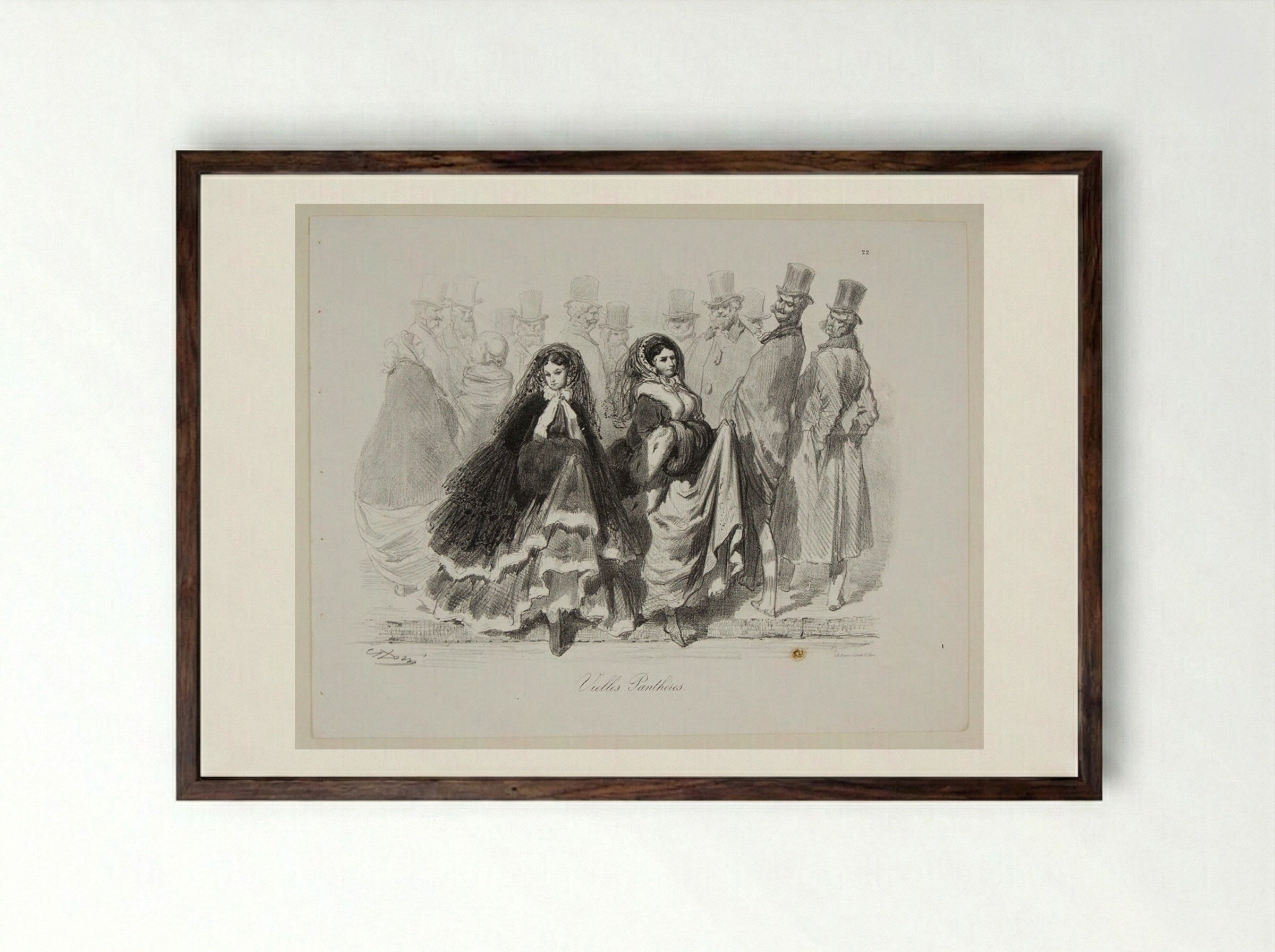 Vielles Panthères (Elderly Panthers) - Gustave Doré - Framed Print Dark Wood