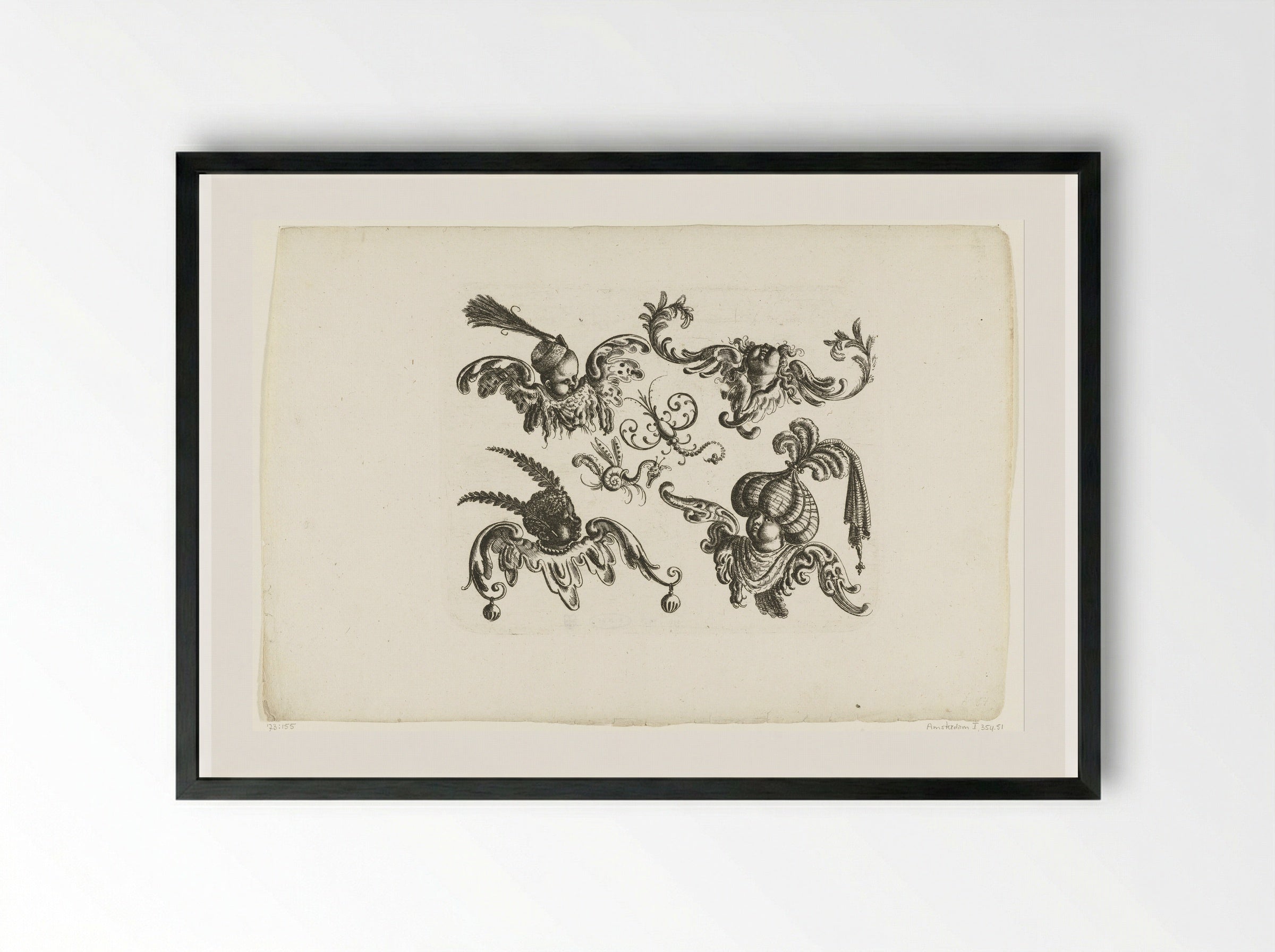 Vier cherubijntjes (Four Cherubs) - Christoph Jamnitzer - Framed Print Black