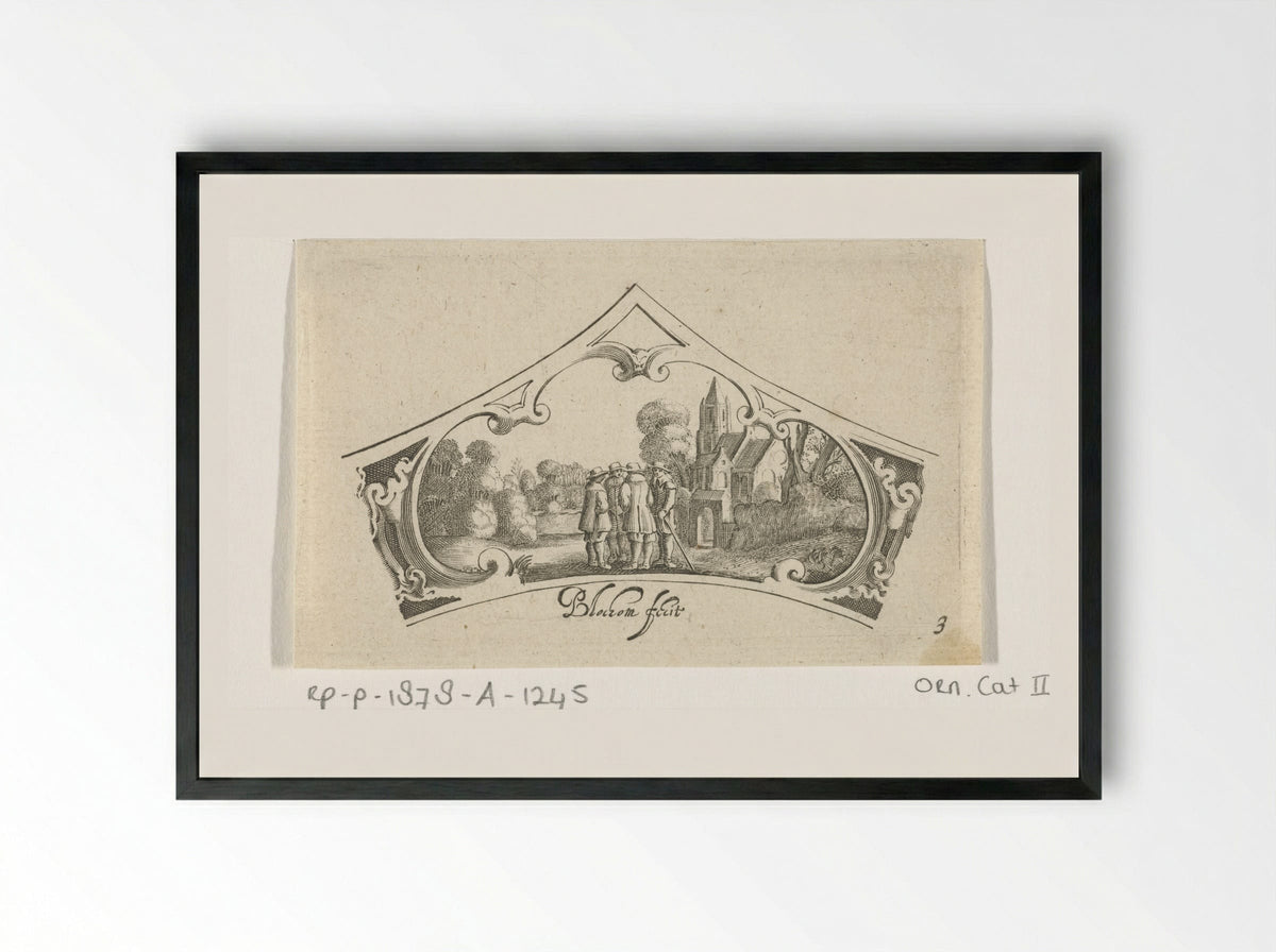 Vier converserende mannen - Claes Jansz. Visscher (II) - Framed Print Black